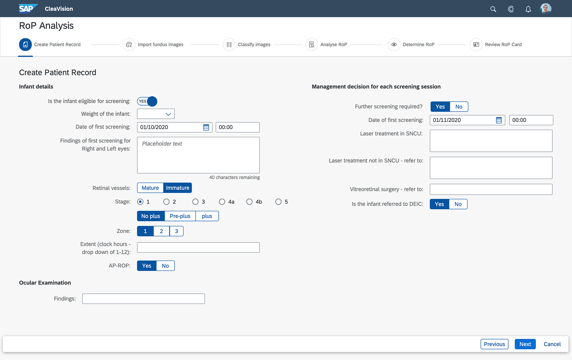 Creating Patient Record