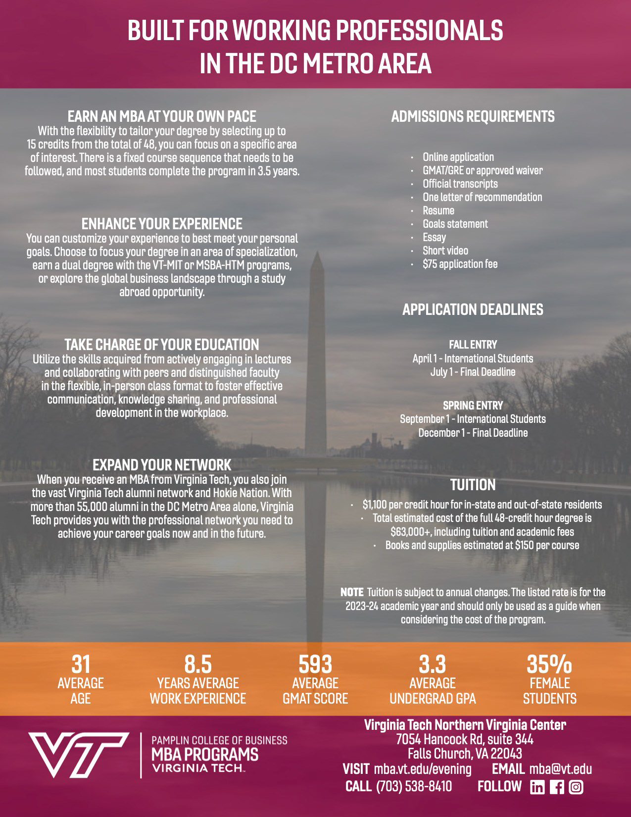 One page Evening MBA program flyer