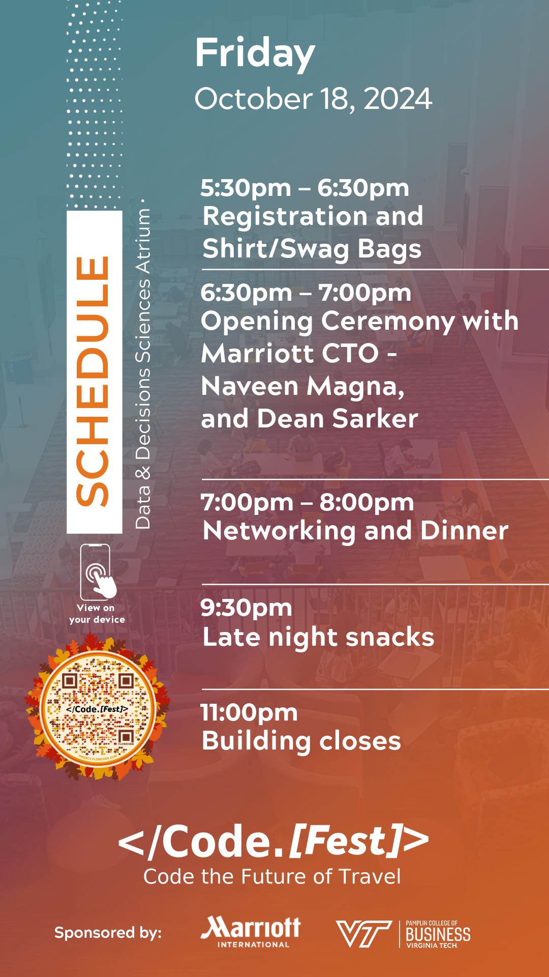 Friday event schedule as displayed on the event website