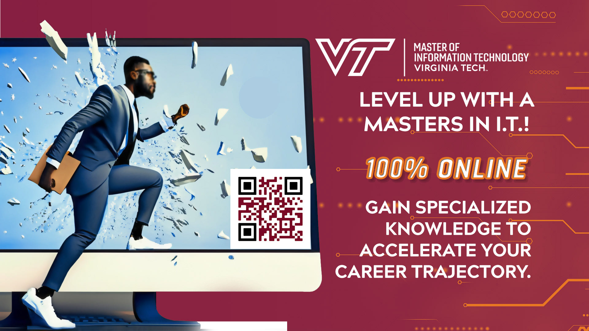 Masters of Information Technology promotional digital display