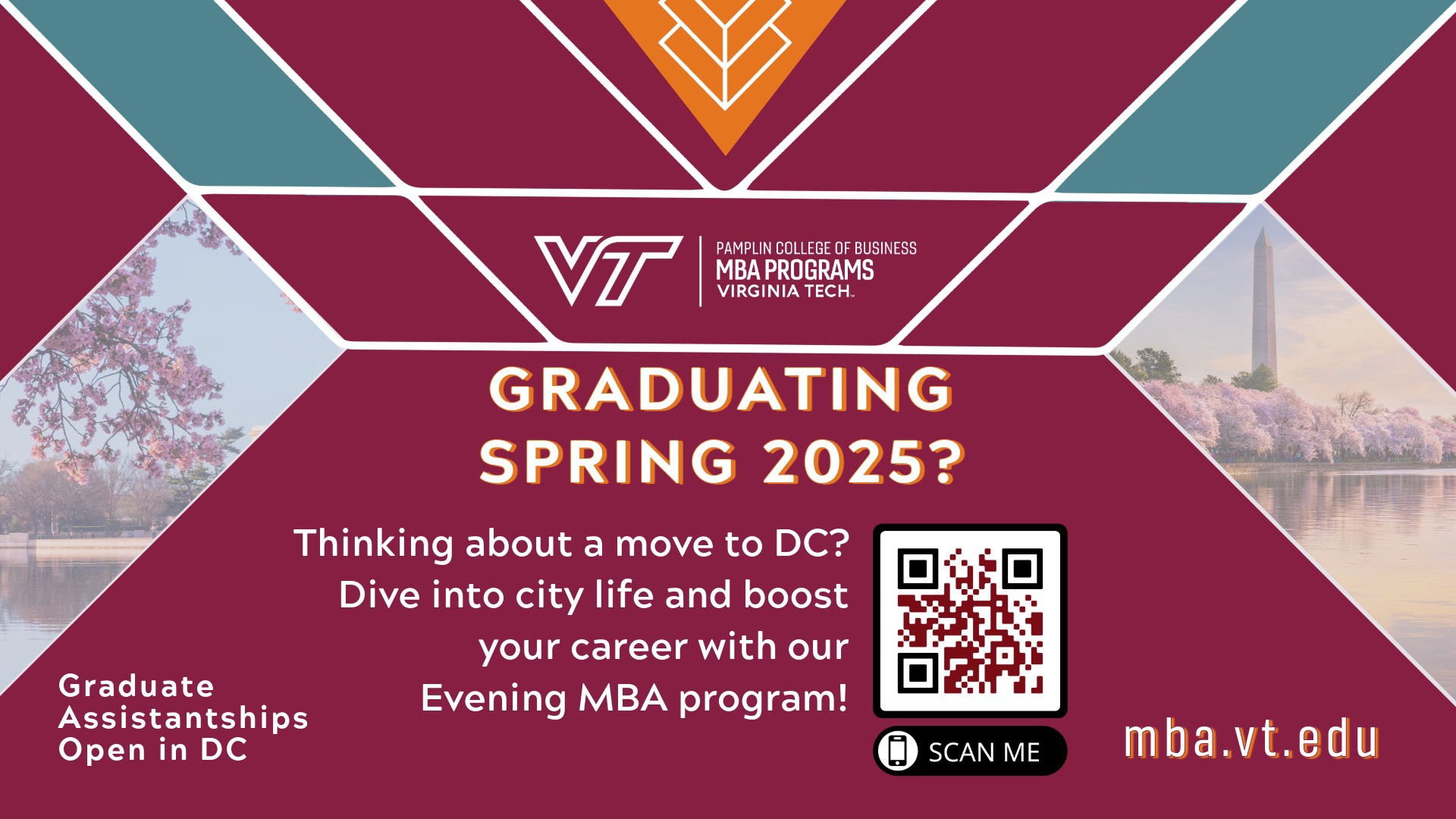 Digital Display flyer recruiting senior students to learn more about the graduate degree programs