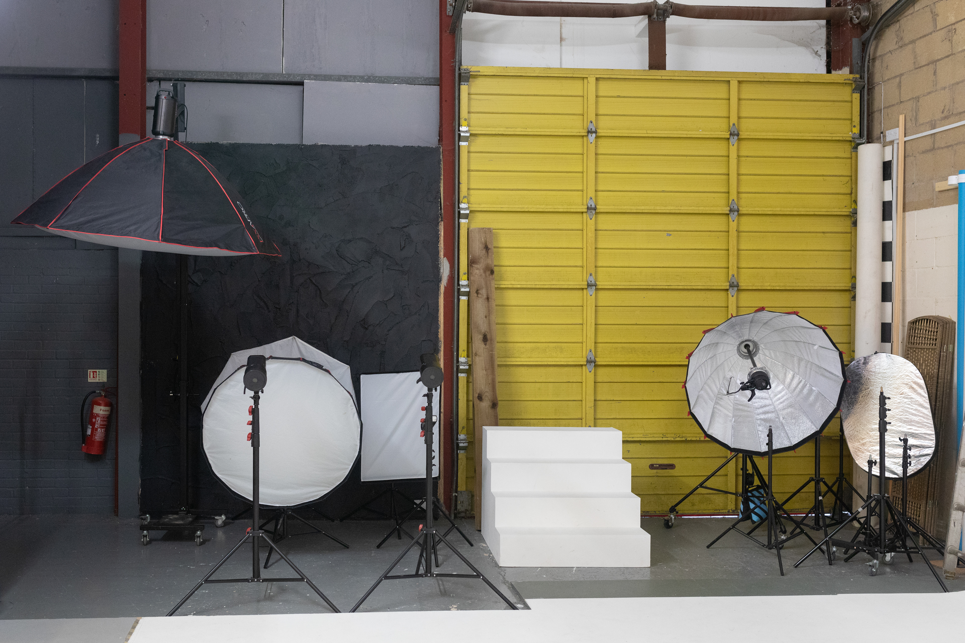 Black Textured Wall And Lighting Equipment