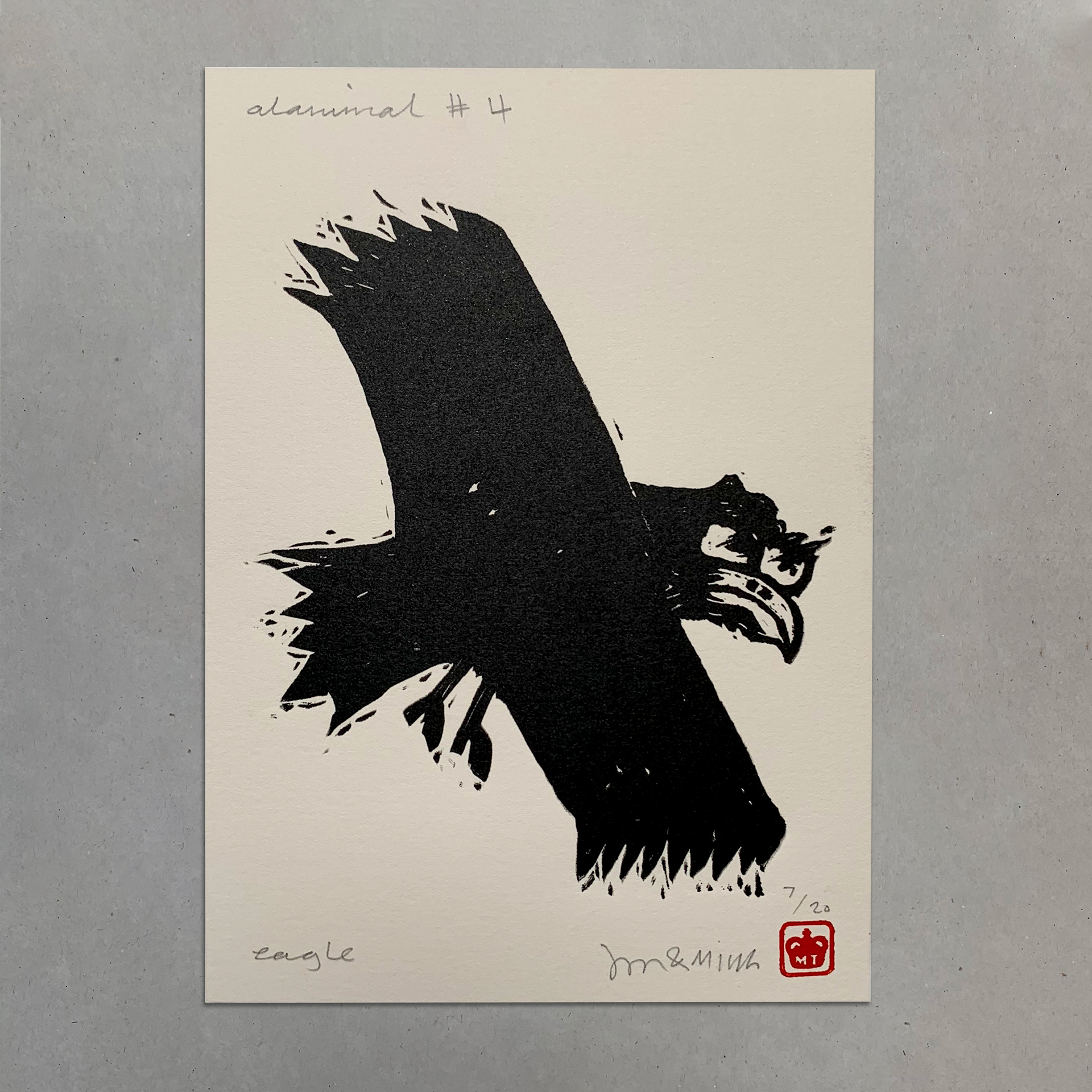 Alanimals 'Eagle' A5 Lino Print, Medium: Ink on paper, £100