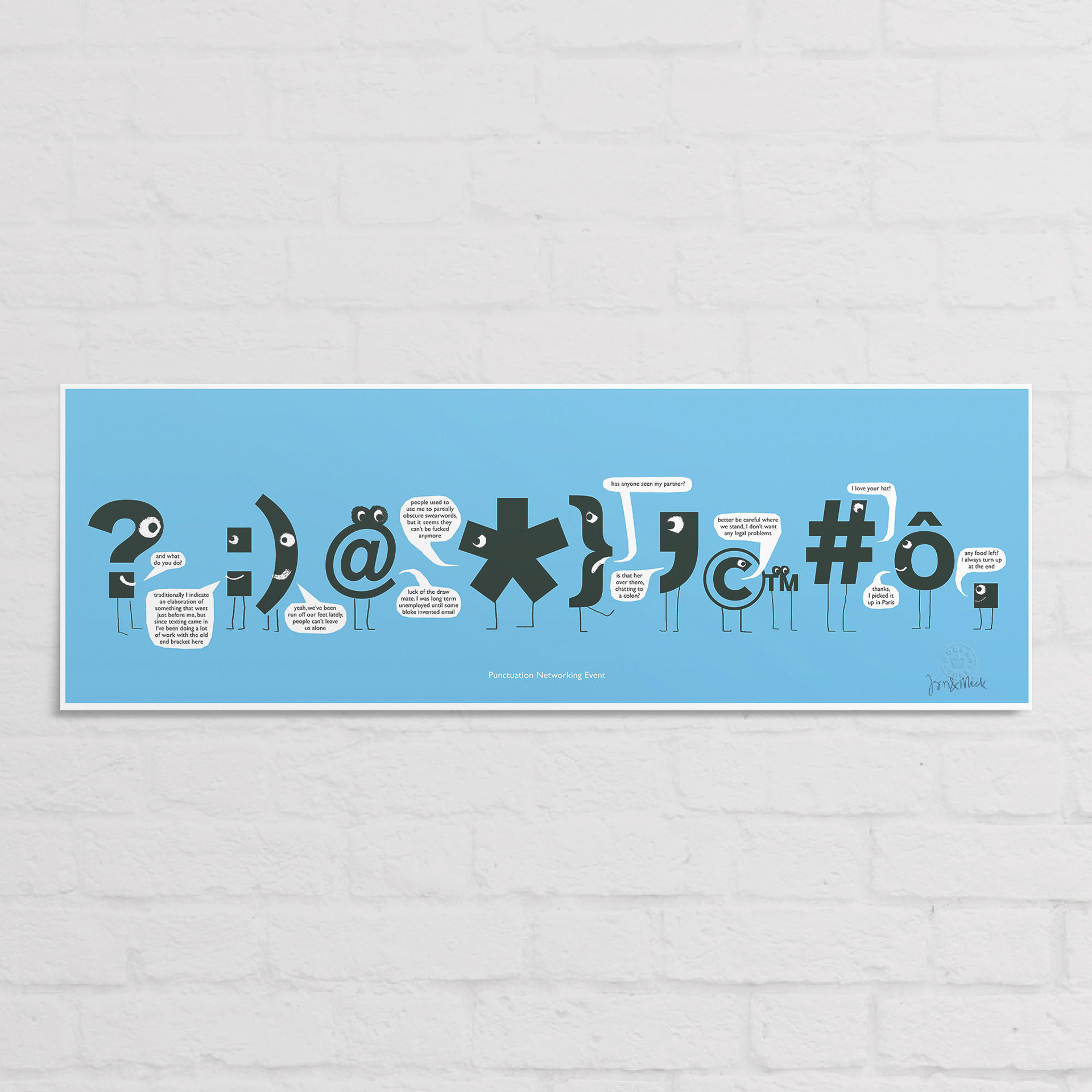 'Punctuation Print' Two-colour signed silkscreen print. Limited blind stamped edition of 300. Dimensions: 70cm x 23 cm. £100