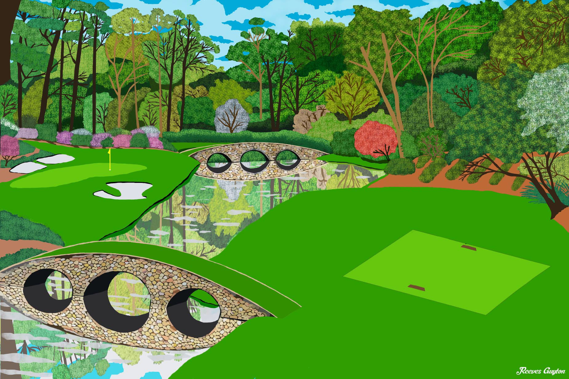 12th hole at Augusta - Digital Painting
