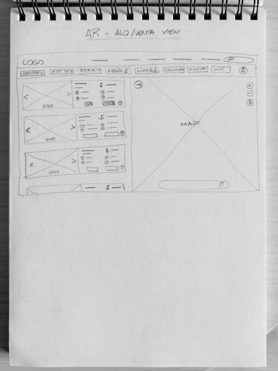 Search page wireframe