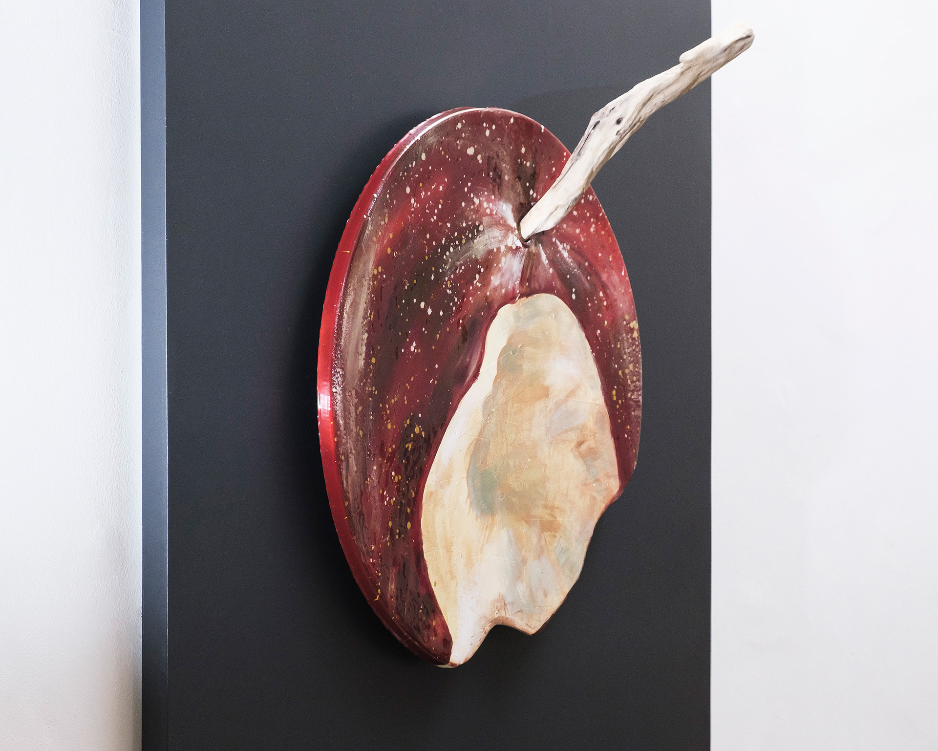 Apple sculpture wall art contemporary fruit sculpture sustainable eco art recycled materials ScoobaFish