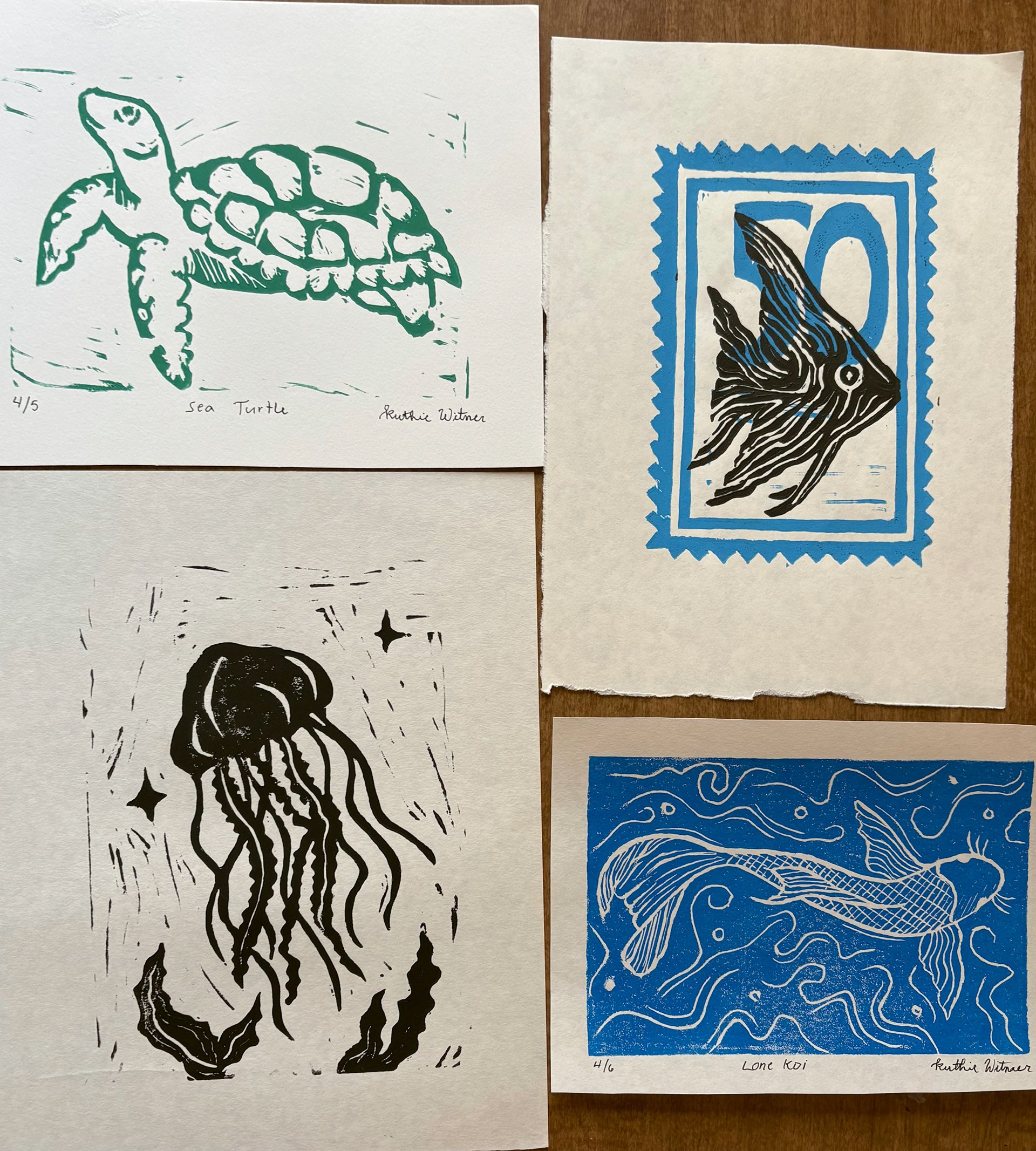 Various Sea Prints- Lino Cut