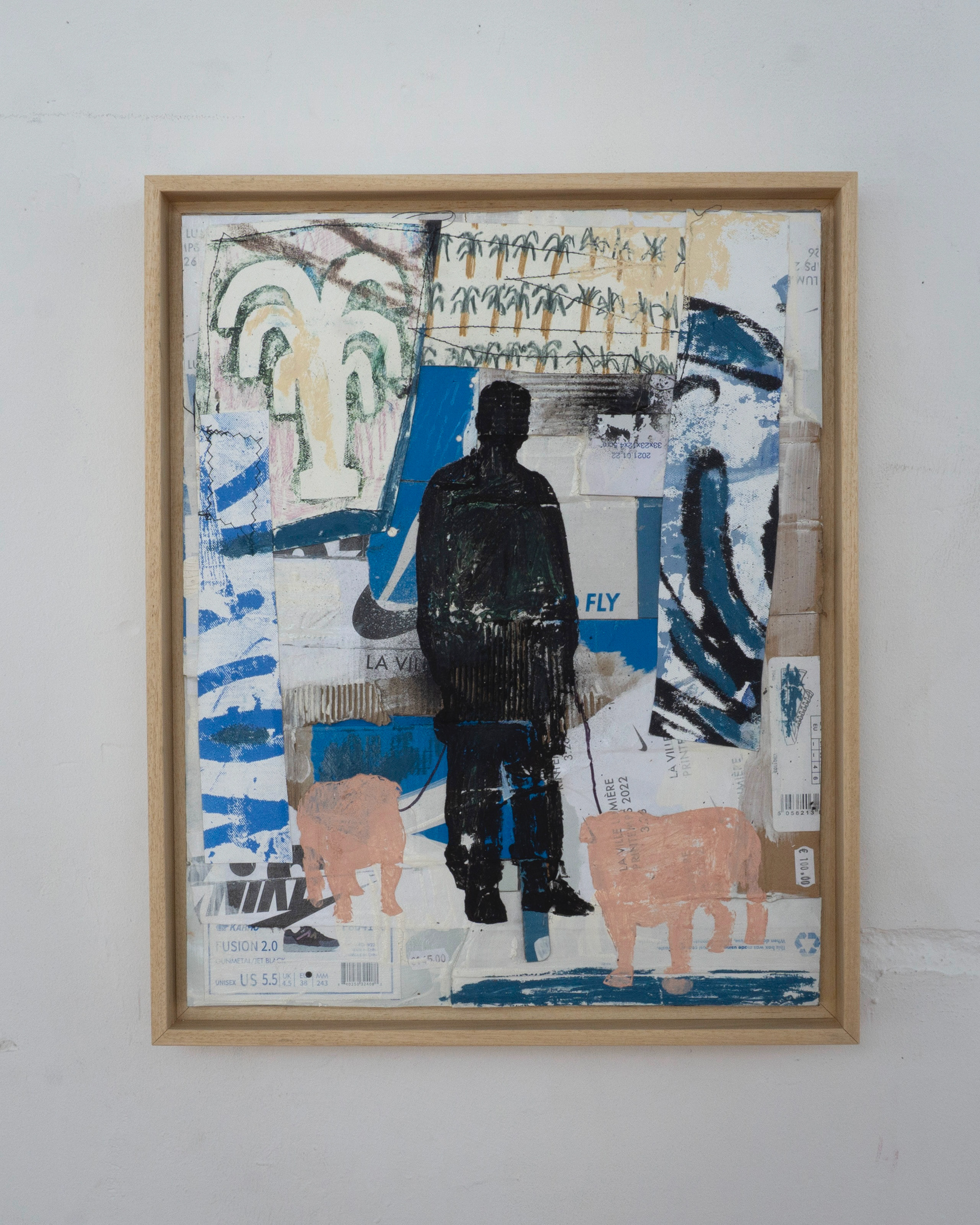 THE PEOPLE #4 (2024), Oil stick, acrylic on canvas and shoe boxes, 50 x 40 cm