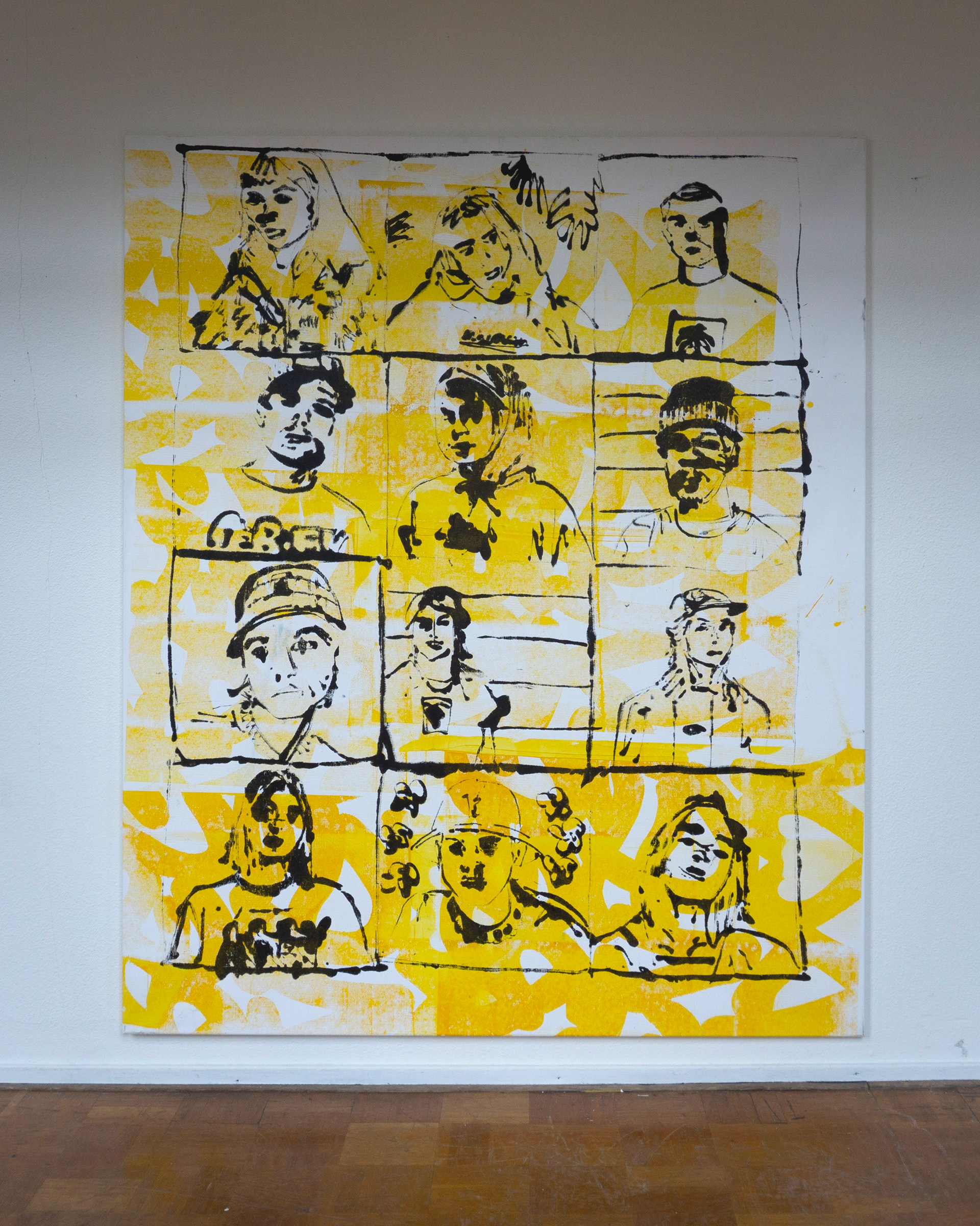 BLACK AND YELLOW (2023), Oil stick, acrylics on canvas, 140 x 170 cm