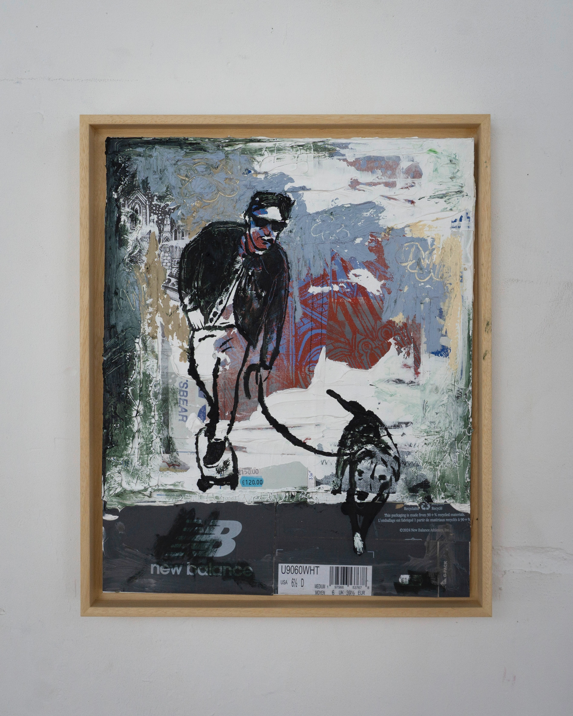 THE PEOPLE #7 (2024), Oil stick, acrylic on canvas and shoe boxes, 50 x 40 cm