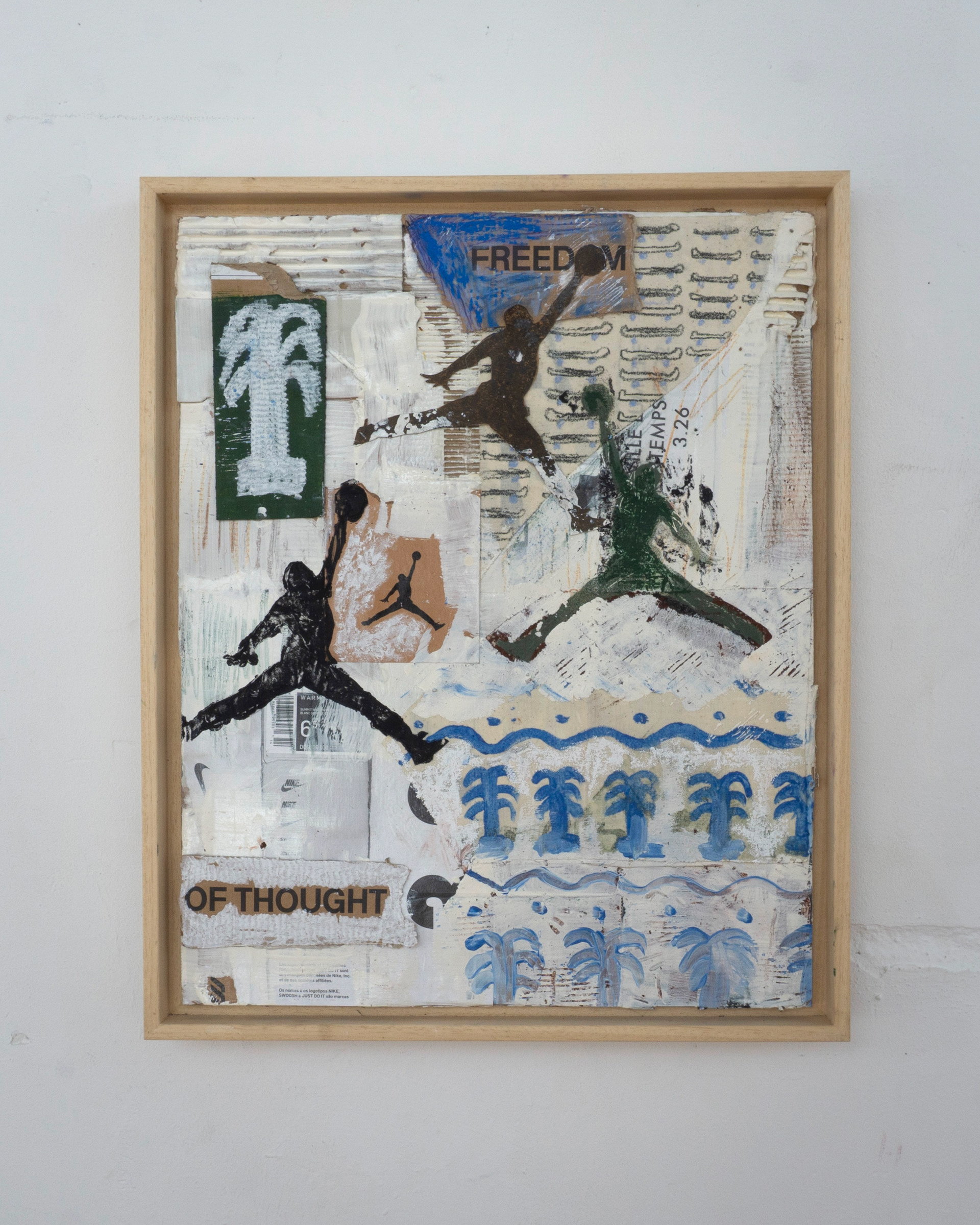 THE PEOPLE #2 (2024), Oil stick, acrylic on canvas and shoe boxes, 50 x 40 cm 