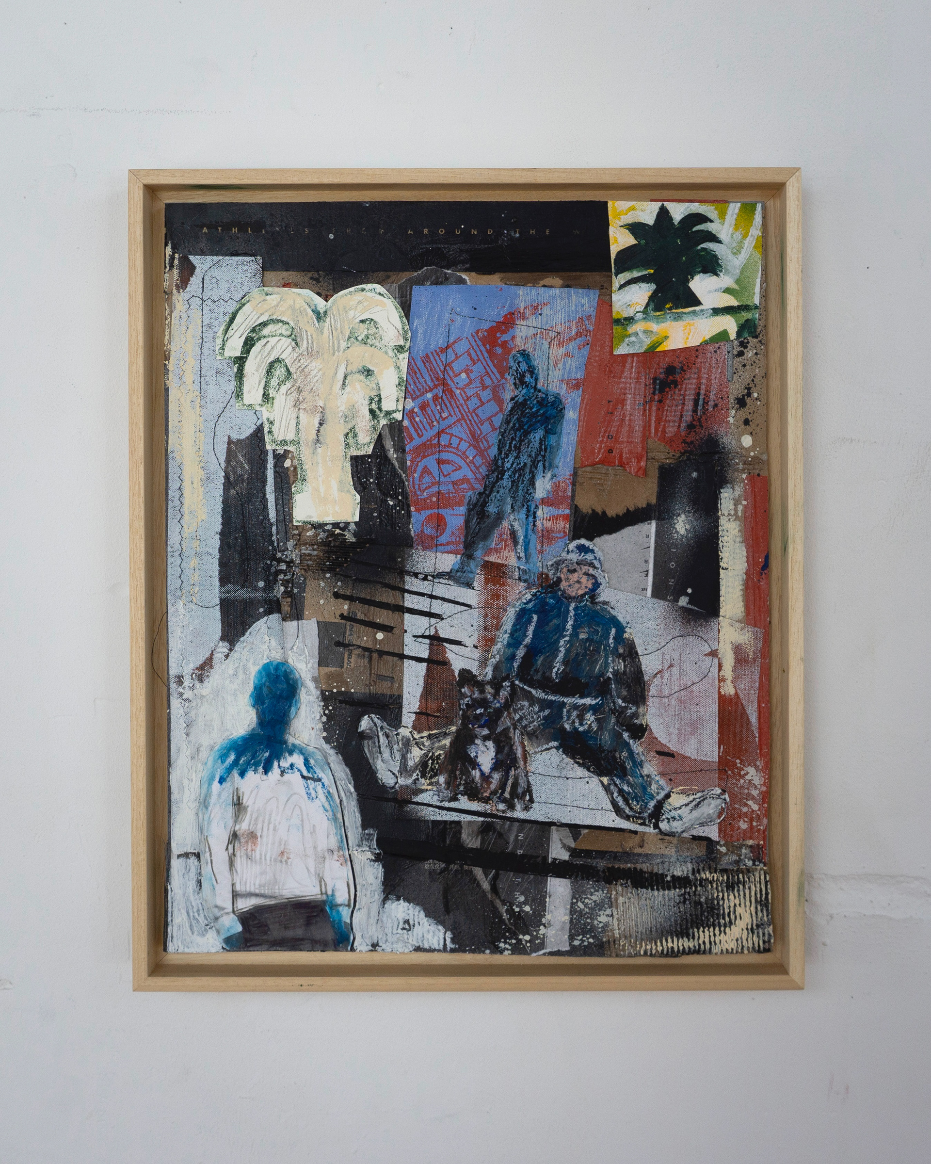 THE PEOPLE #9 (2024), Oil stick, acrylic on canvas and shoe boxes, 50 x 40 cm