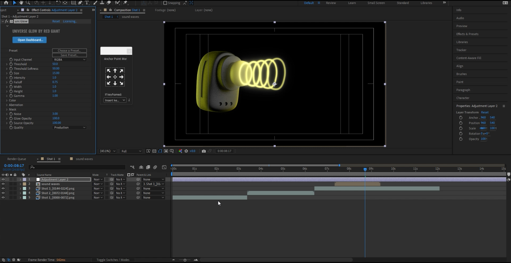 Used FX like Box Blur ,Displacement & Uniglow