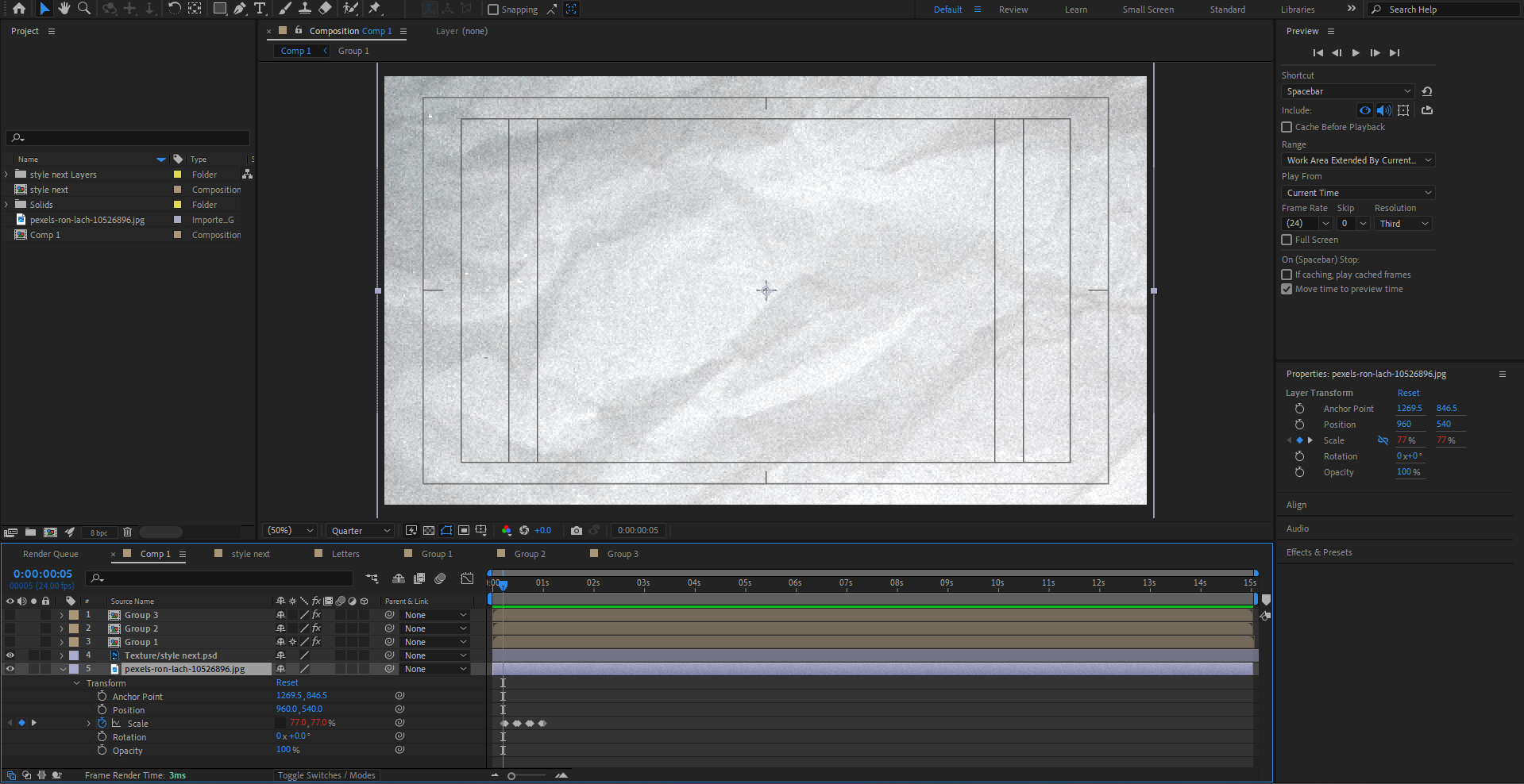 A texture paper was placed as a background and expression was added to show some dynamics
