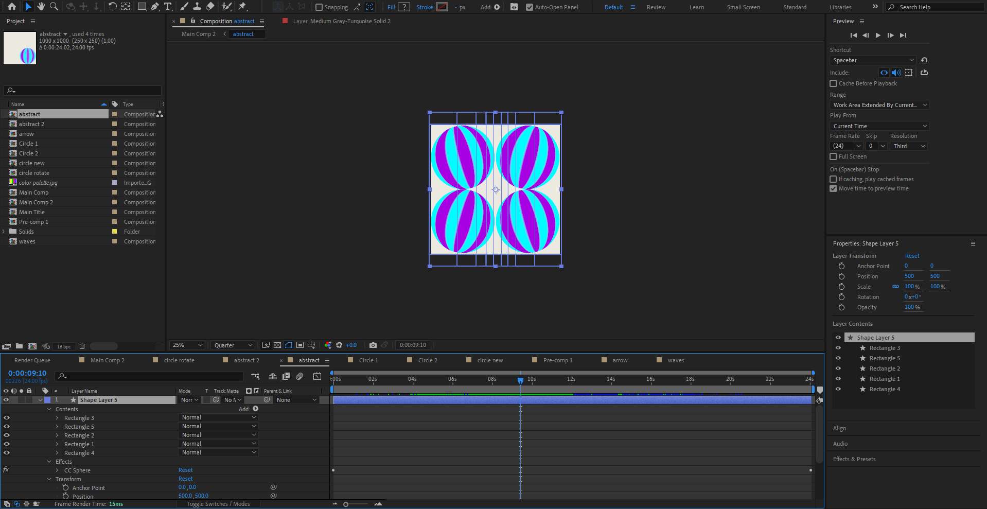 4 Striped Spheres were formed using rectangle and sphere fx