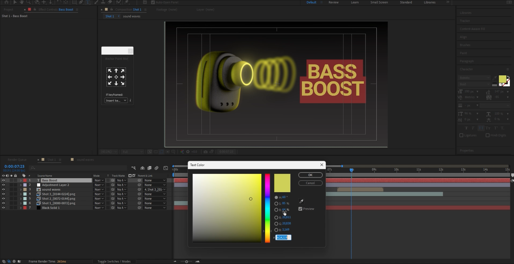 Then applied the Text - Bass Boost & changed color according to brand and added wiggle for expression