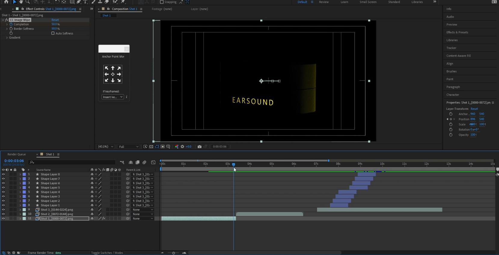 Used Image WIpe FX for transition from Shot 01 - Shot 02