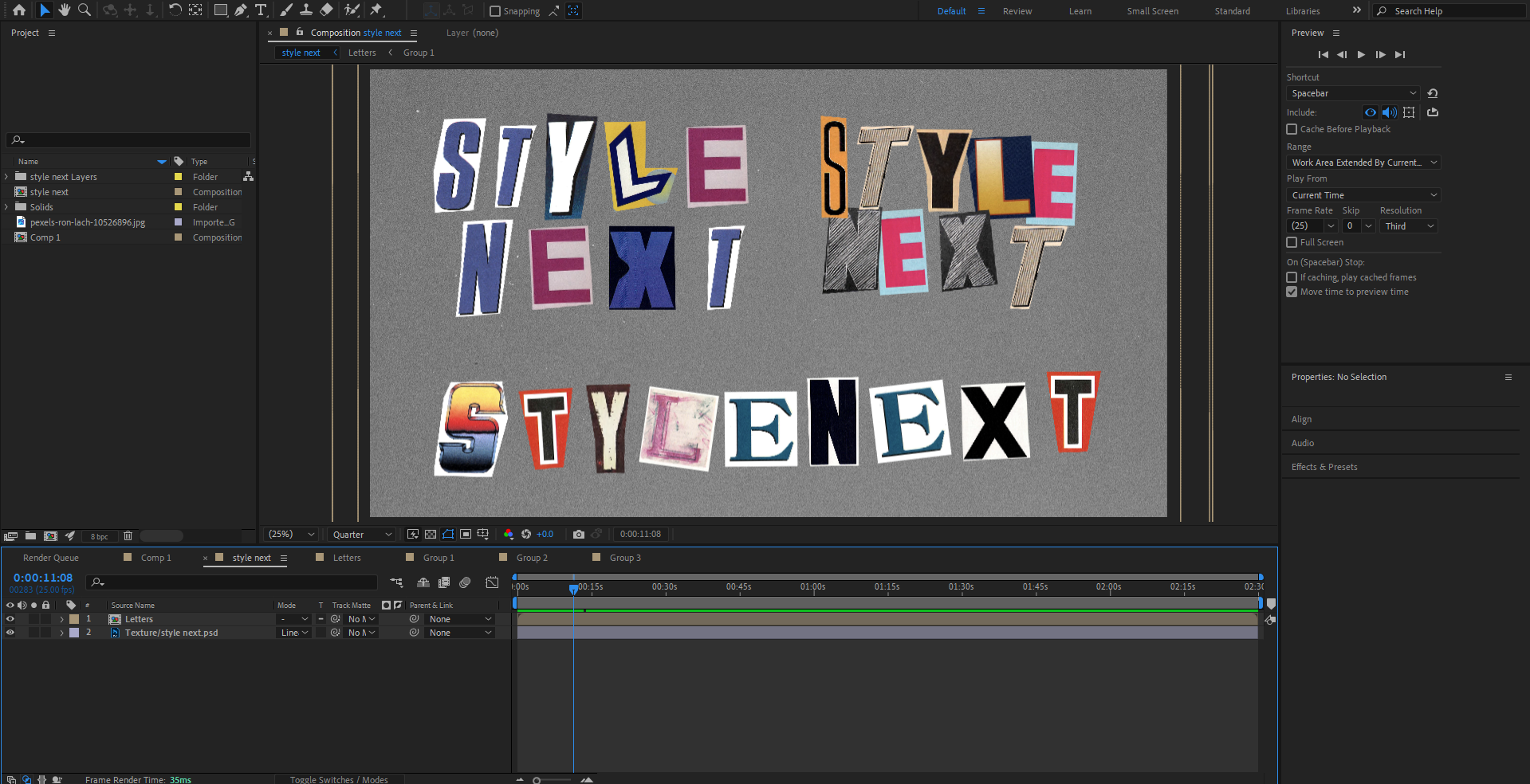 3 Style of fonts of "Style Next" was imported
