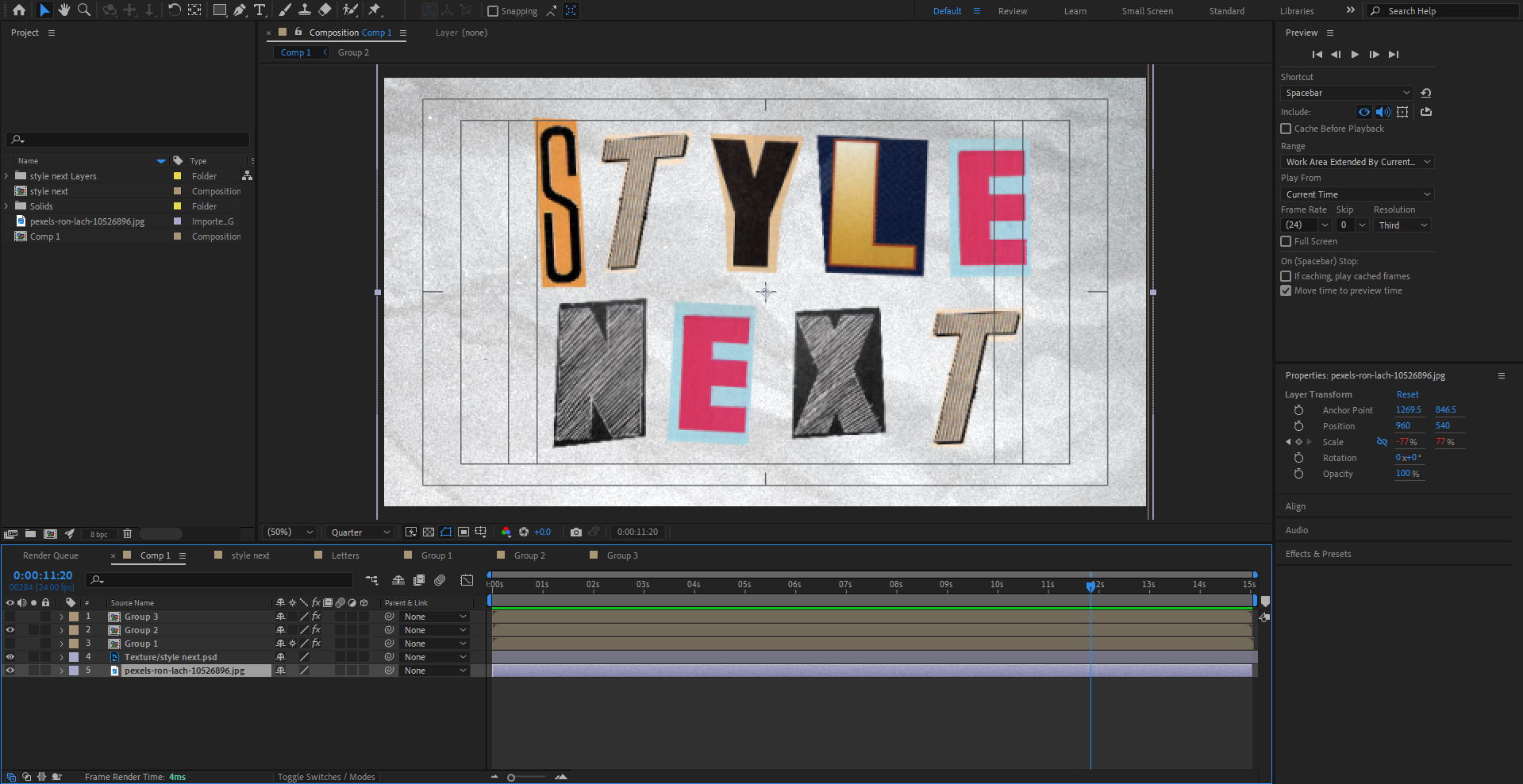 This was the outcome with textured background