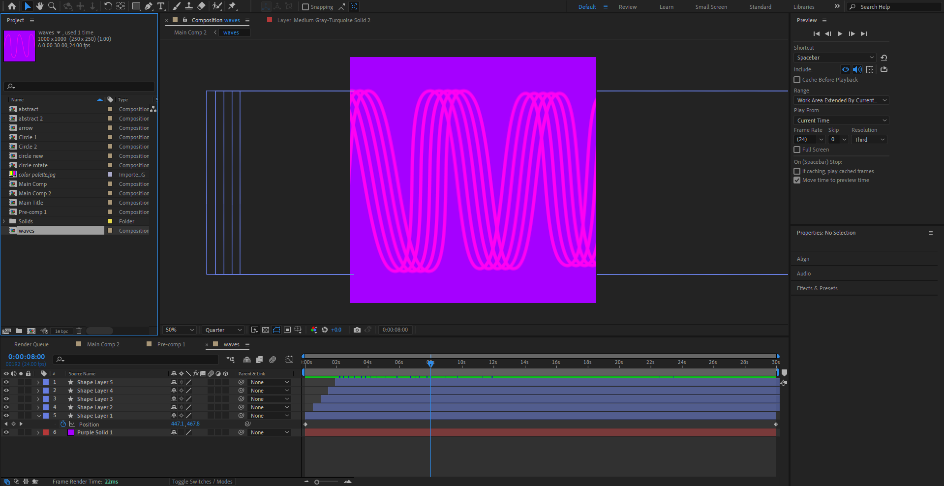 Wave Effect was created using multiple shape layers