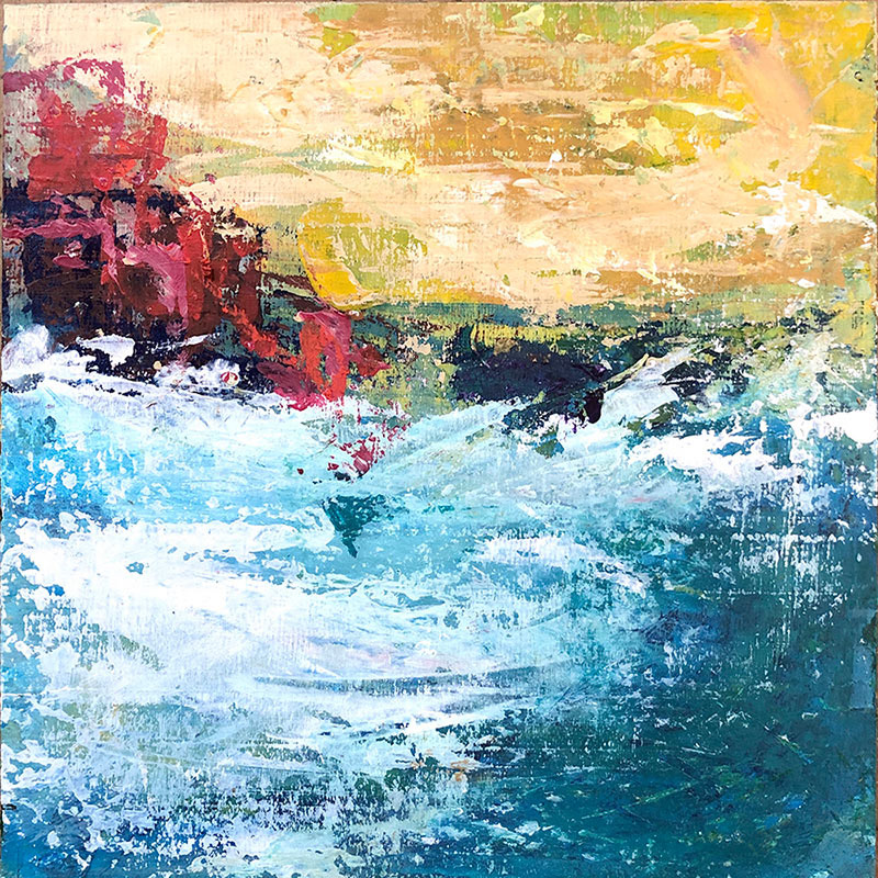Into the wild Sea, acrylic on panel, 18x18 inches