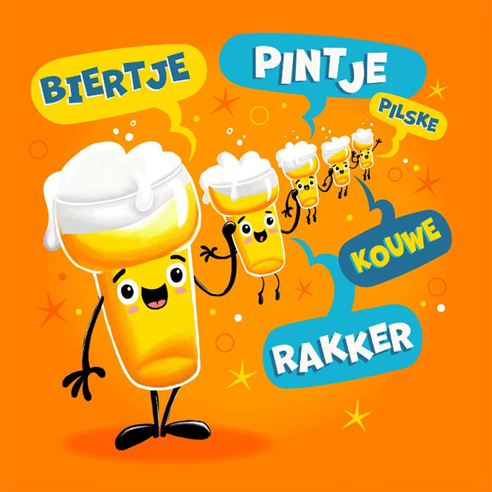Wenskaart: Biertje, pilske, kouwe rakker...