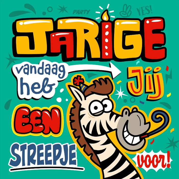 Wenskaart zebra: streepje voor