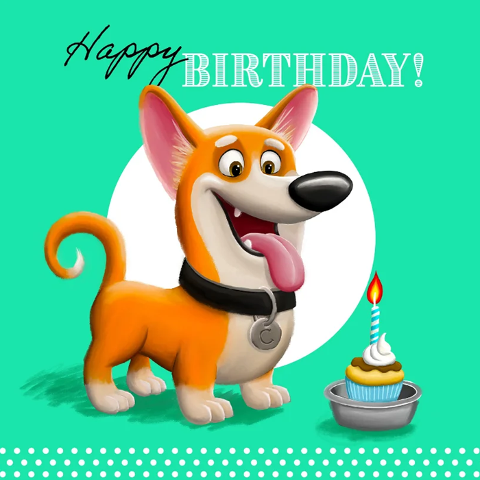 Wenskaart: Happy birthday - hond