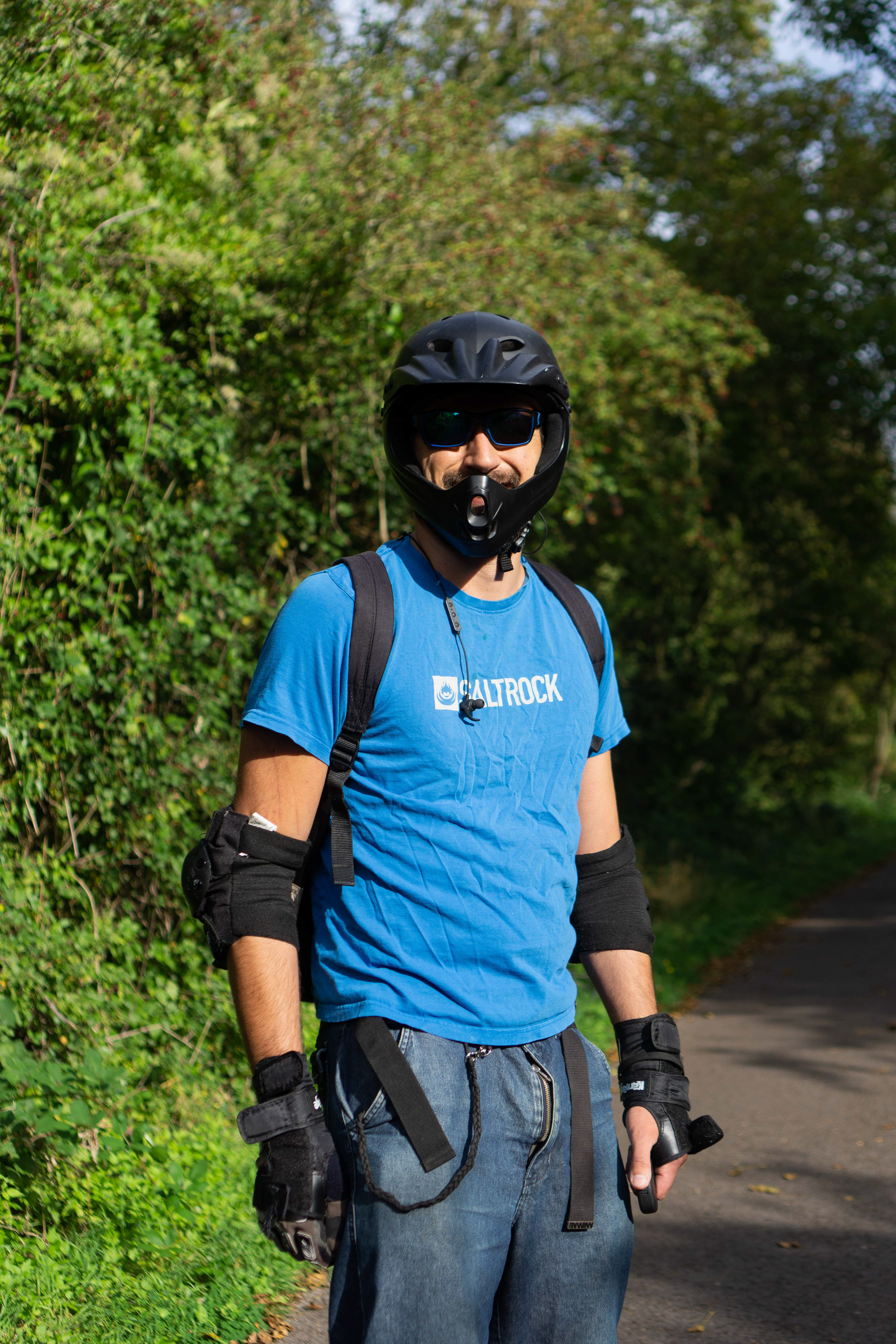 Luke - He thought I was yelling at him to slow down when I all but threw my bike in the hedge, excitedly waving at him to stop. He's recently finished his motorised skateboard build and is making the most of the last days of summer.