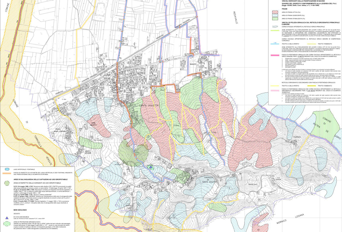 Fig. 3 - Studio geologico del territorio collinare di Santa Giuletta con la presunta ex-cava