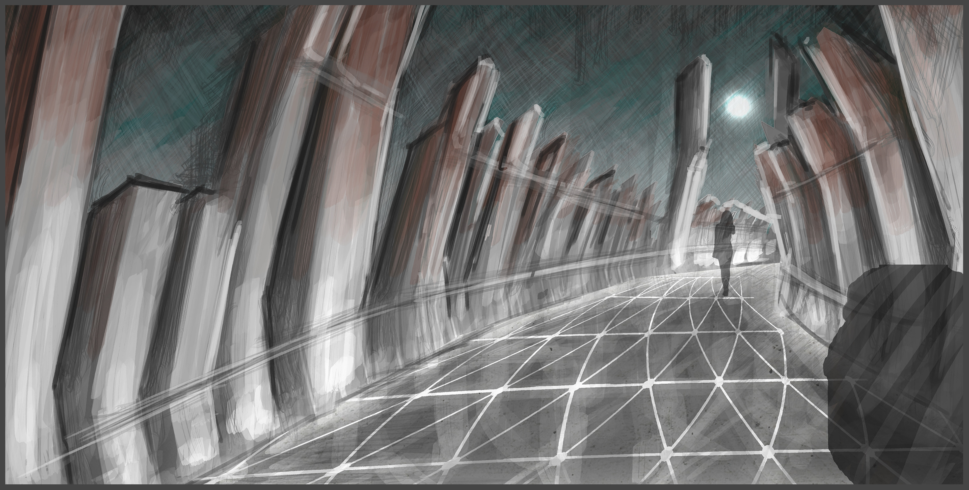 Baptism of Light- Render of bridge at night.