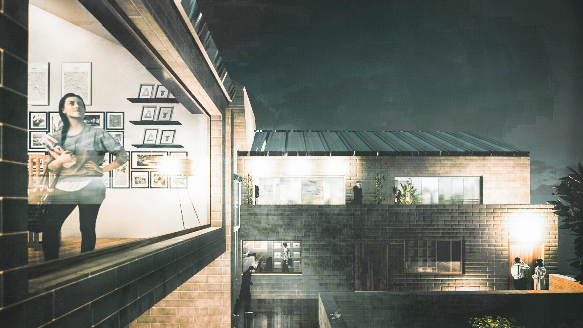 Use of large windows to enhance light coming into living space and provides a view of the city skyline.