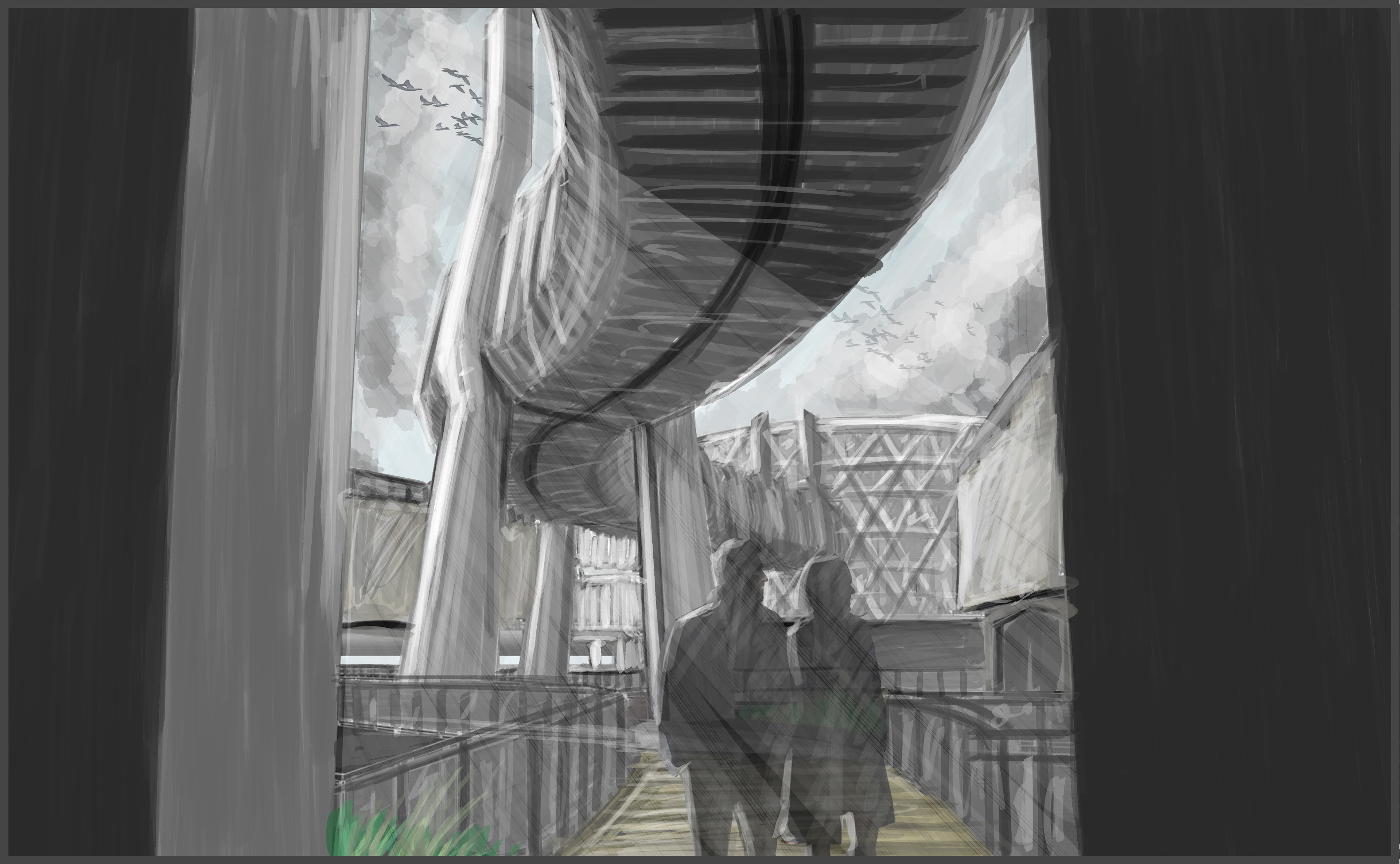 Under the Bridge of Souls- Approaching the sky park from under the bridge, an alternate journey.