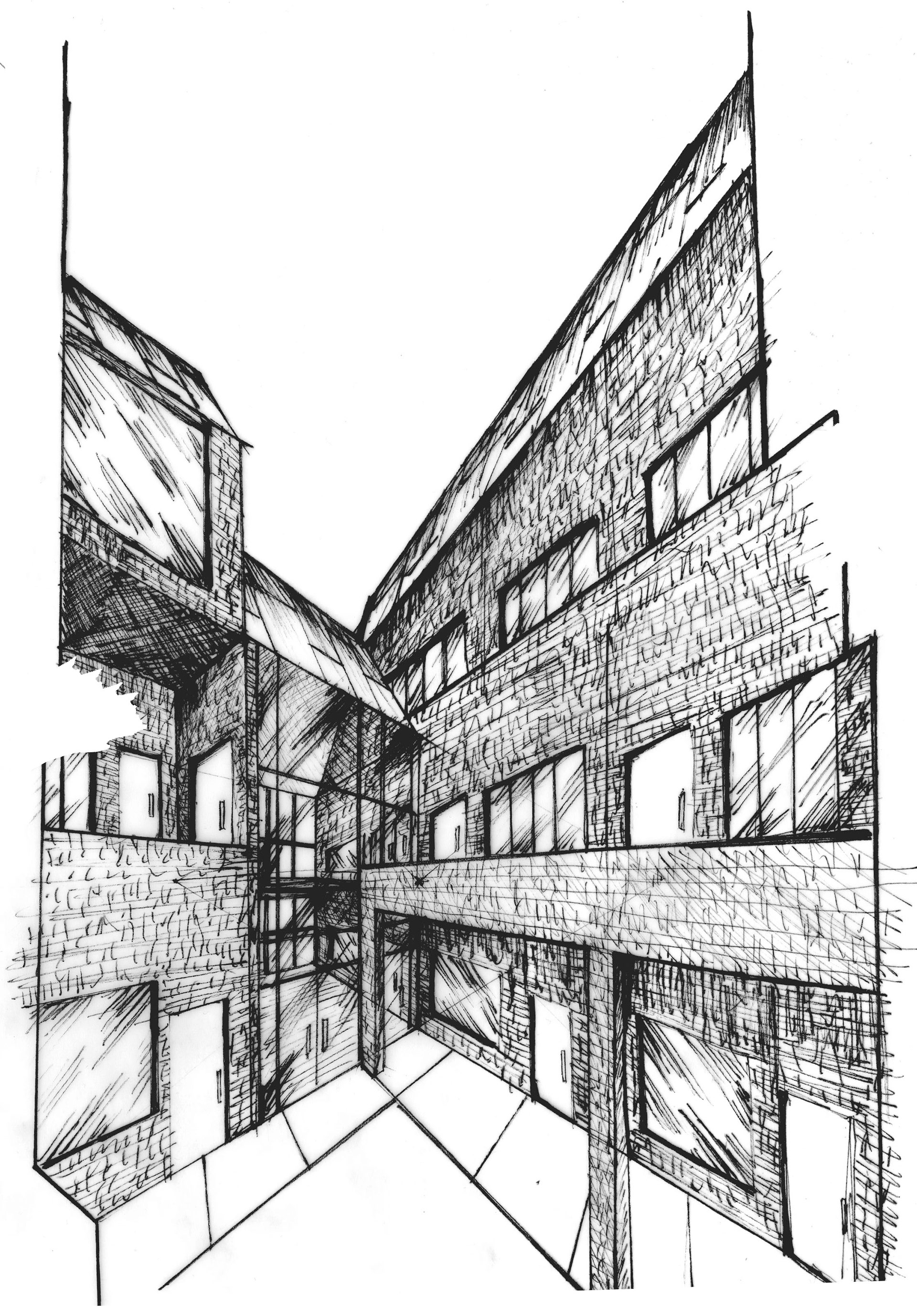 Development Sketch 02_Courtyard into Core Scene