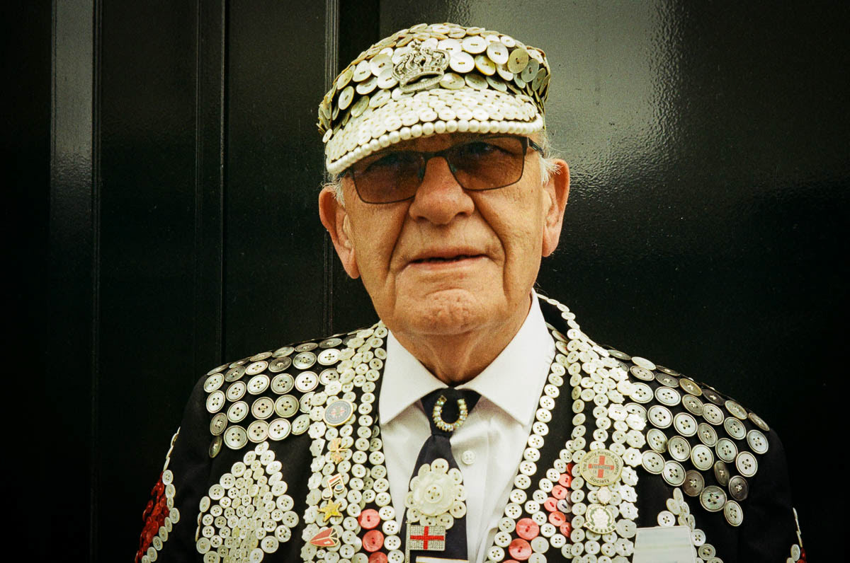 Pearly King, shot on a vintage Olympus Trip camera and Kodak Gold film