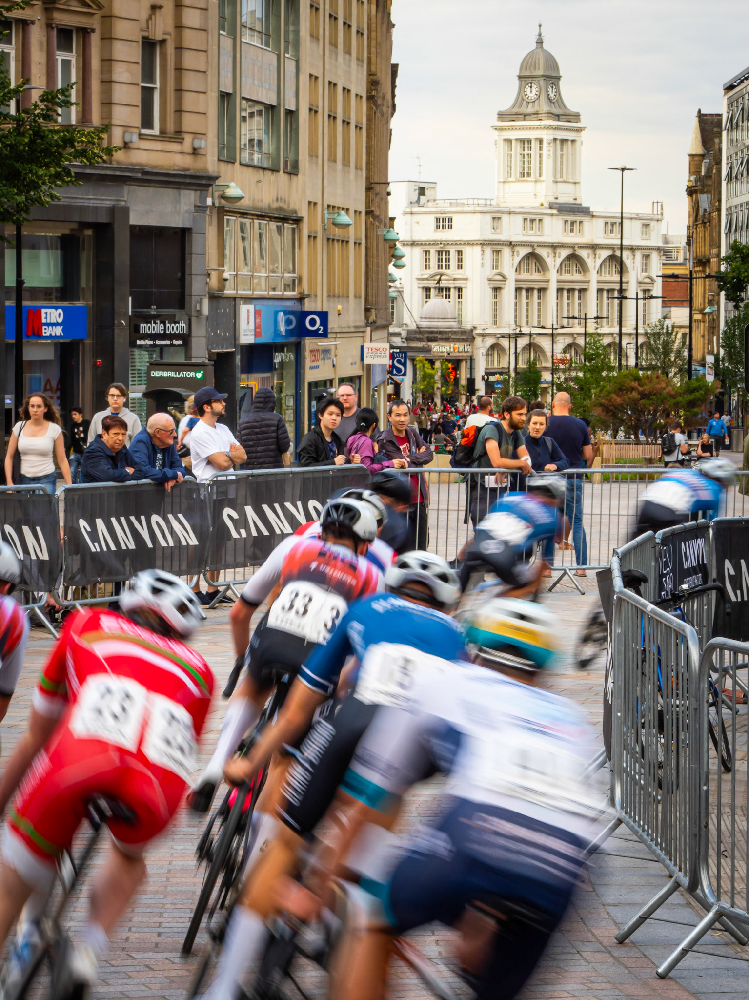 Racing through the streets of Sheffield City Centre