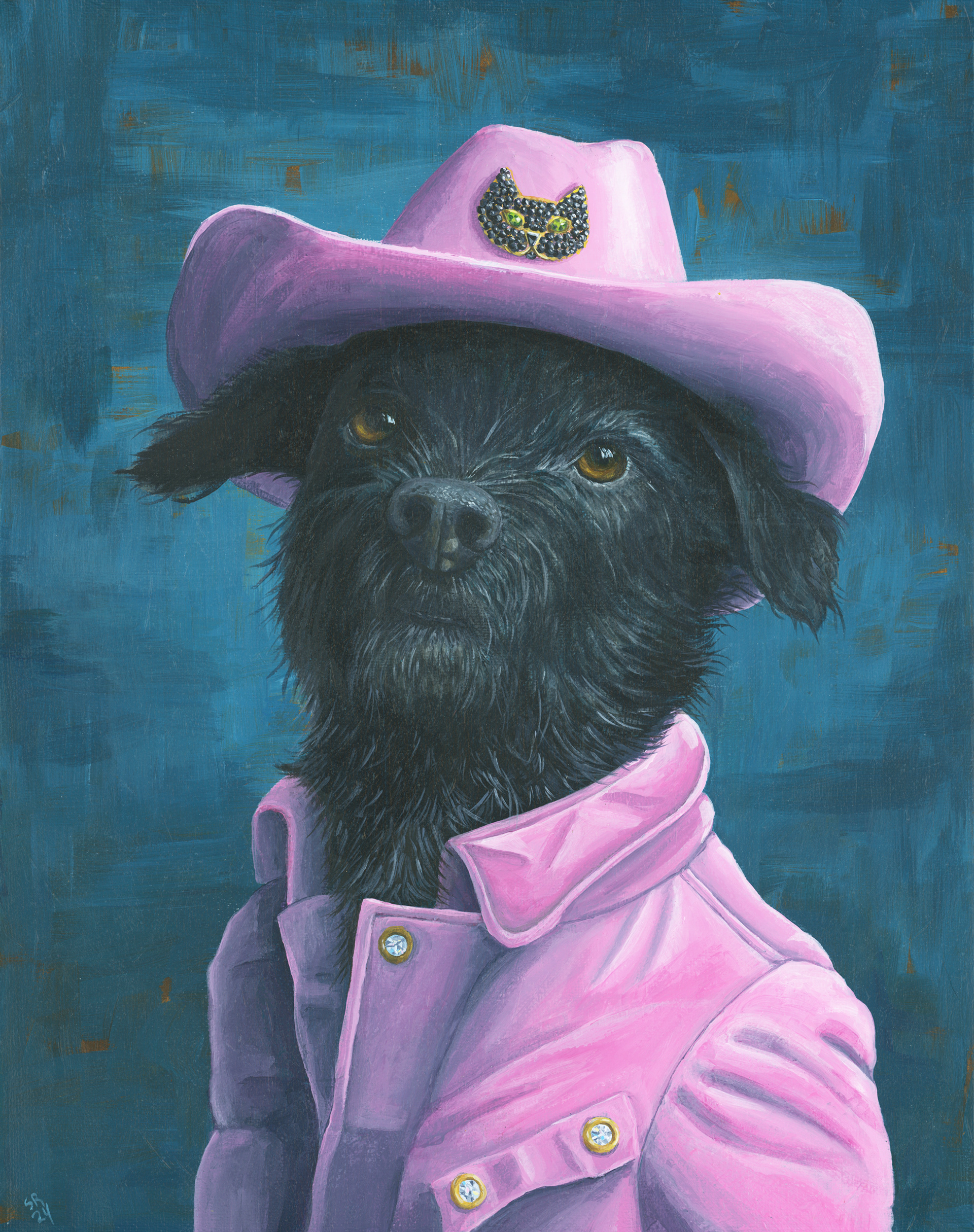 "Lucy," pet portrait commission, 11 x 14", acrylics on canvas