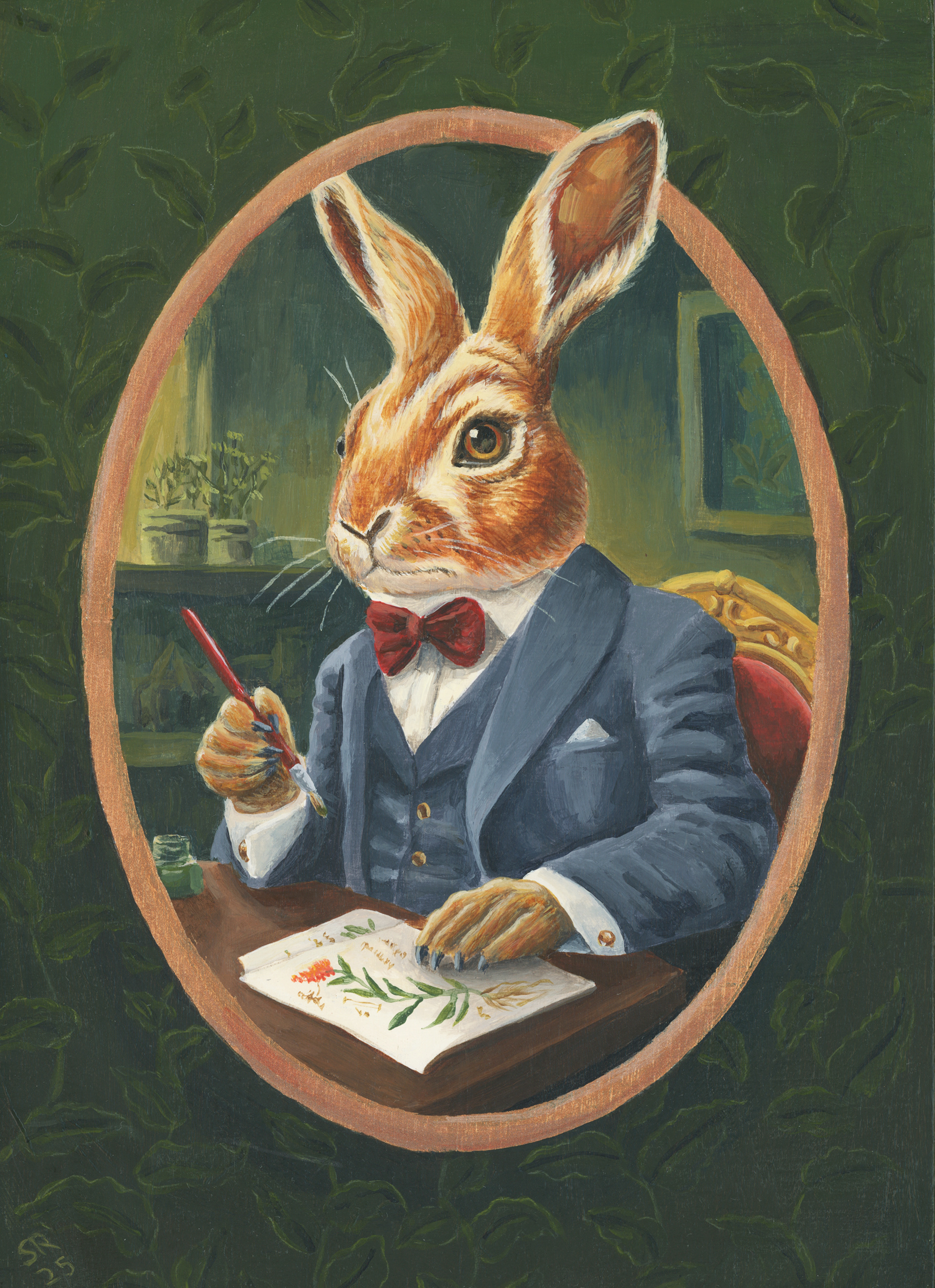 Theodore Mendel Fernwhisker, 5 x 7", acrylics on wood panel