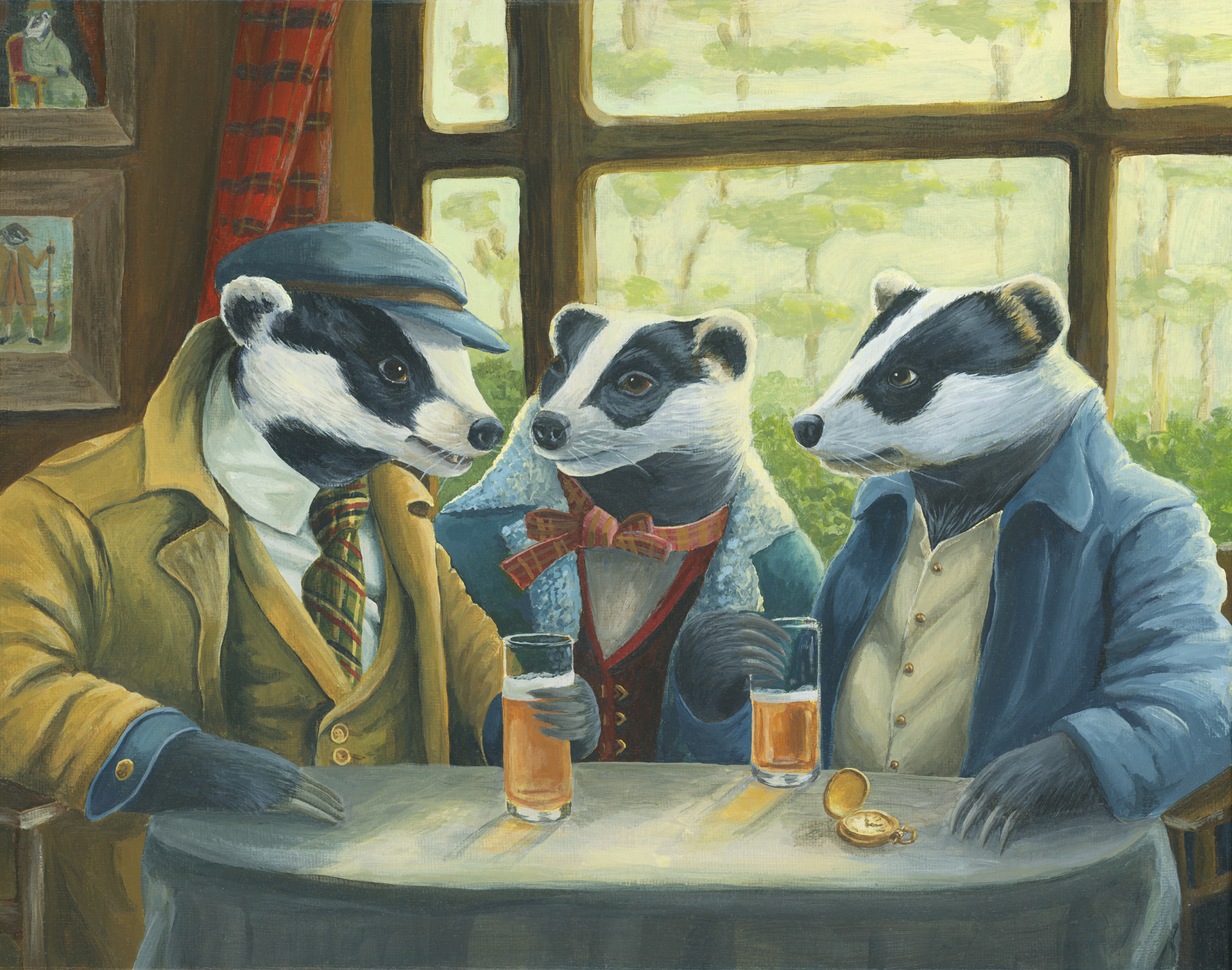 Next Round's on Me, Boys!, 14 x 11", acrylics on canvas