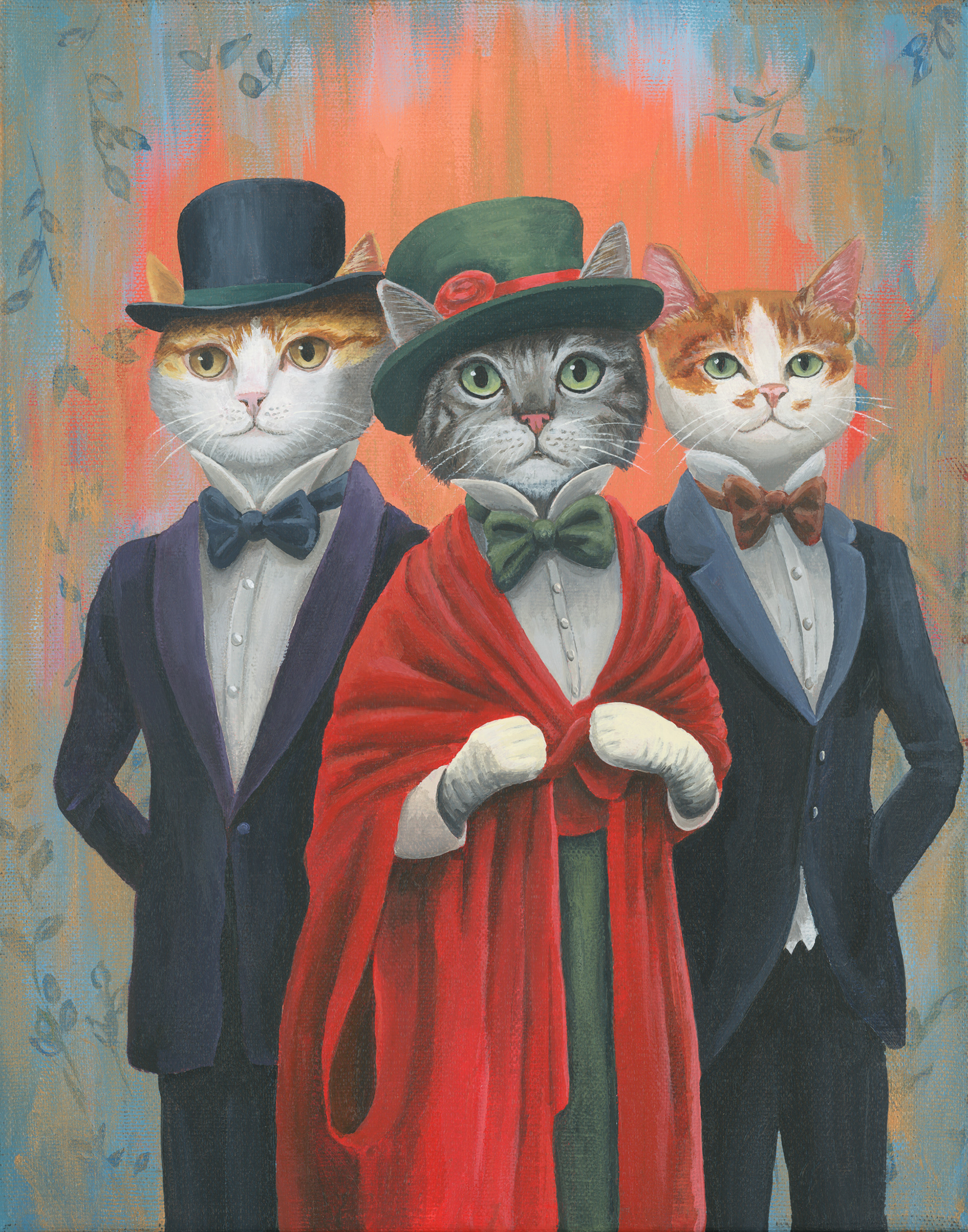 The Gang, 11 x 14", commissioned pet portrait, acrylics on canvas