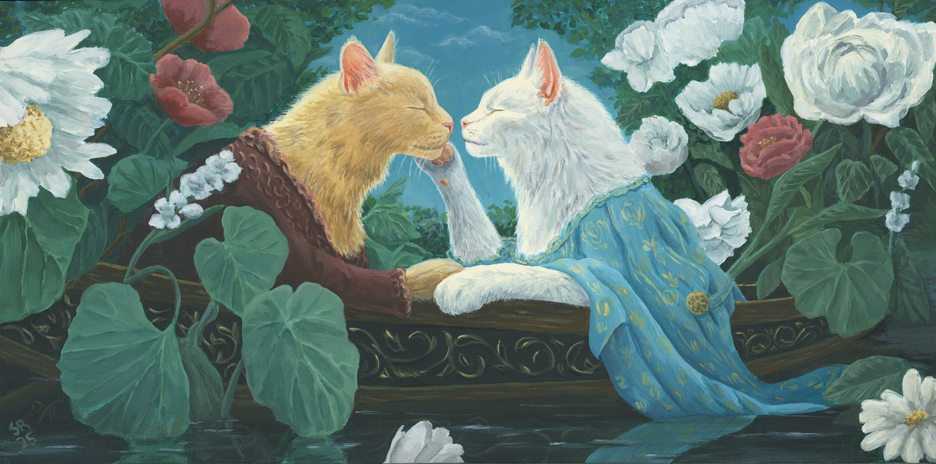 Before the Kiss, acrylic on 6 x 12 wood panel