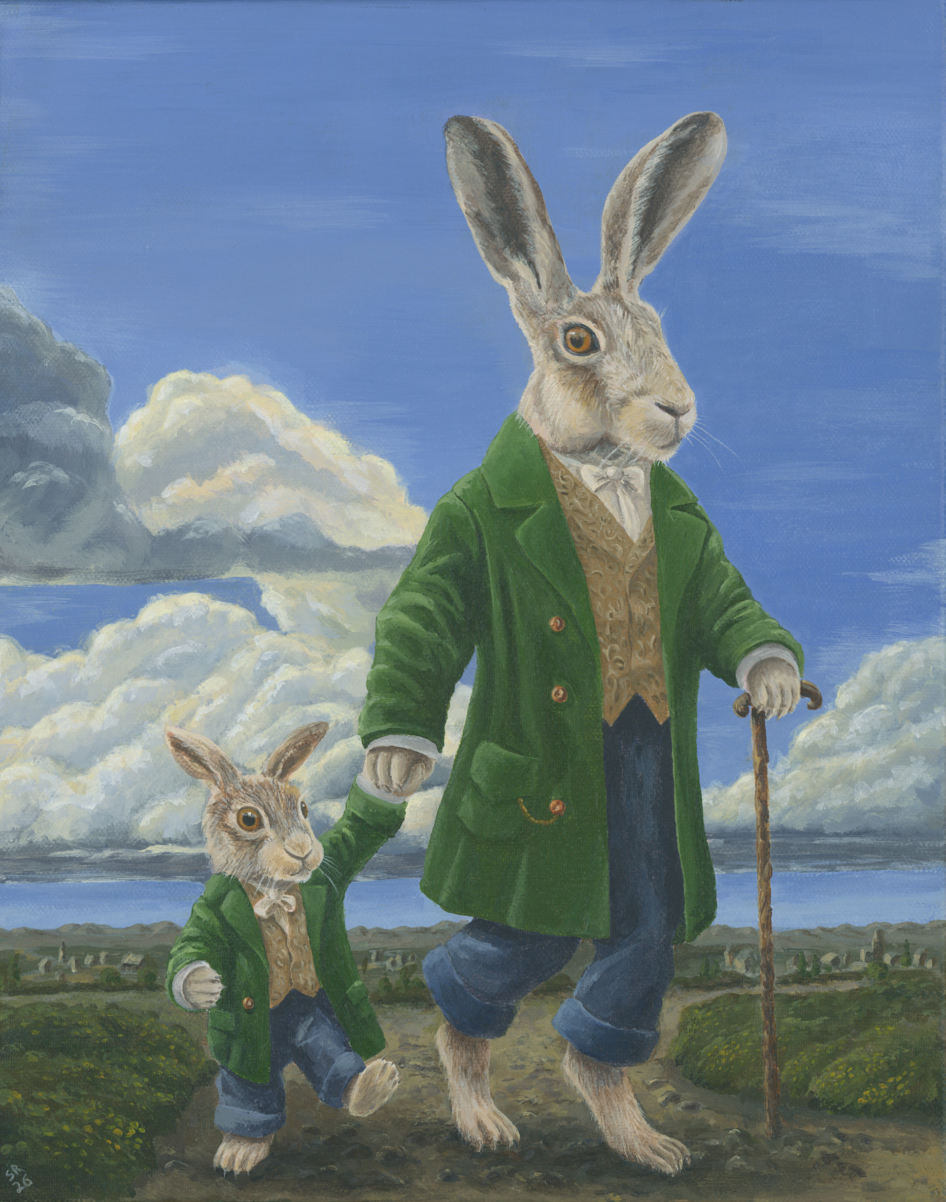 Edmund and Pip, acrylics on canvas, 11 x 14