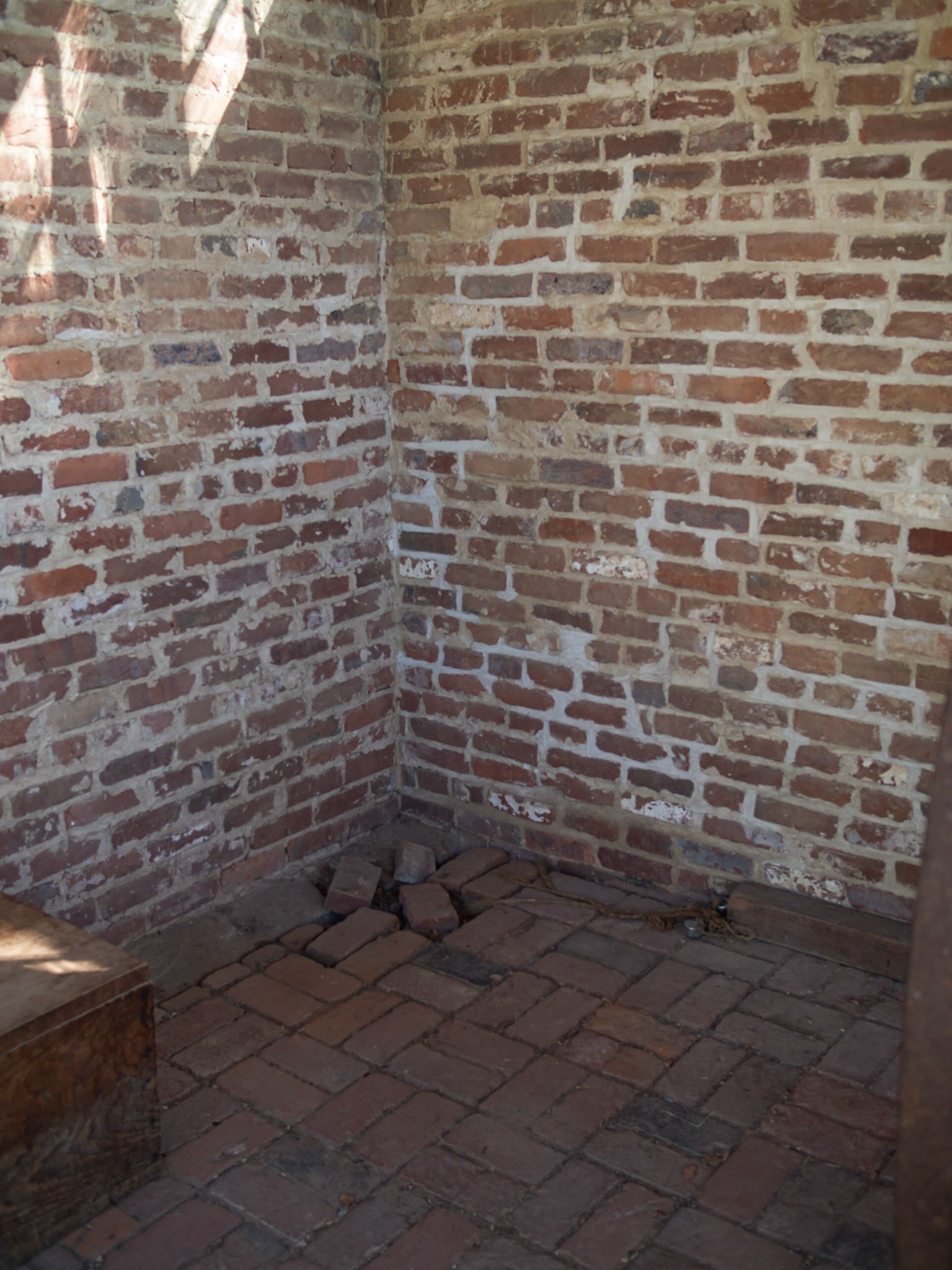In the corner where the bricks are broken is where John Brown was captured