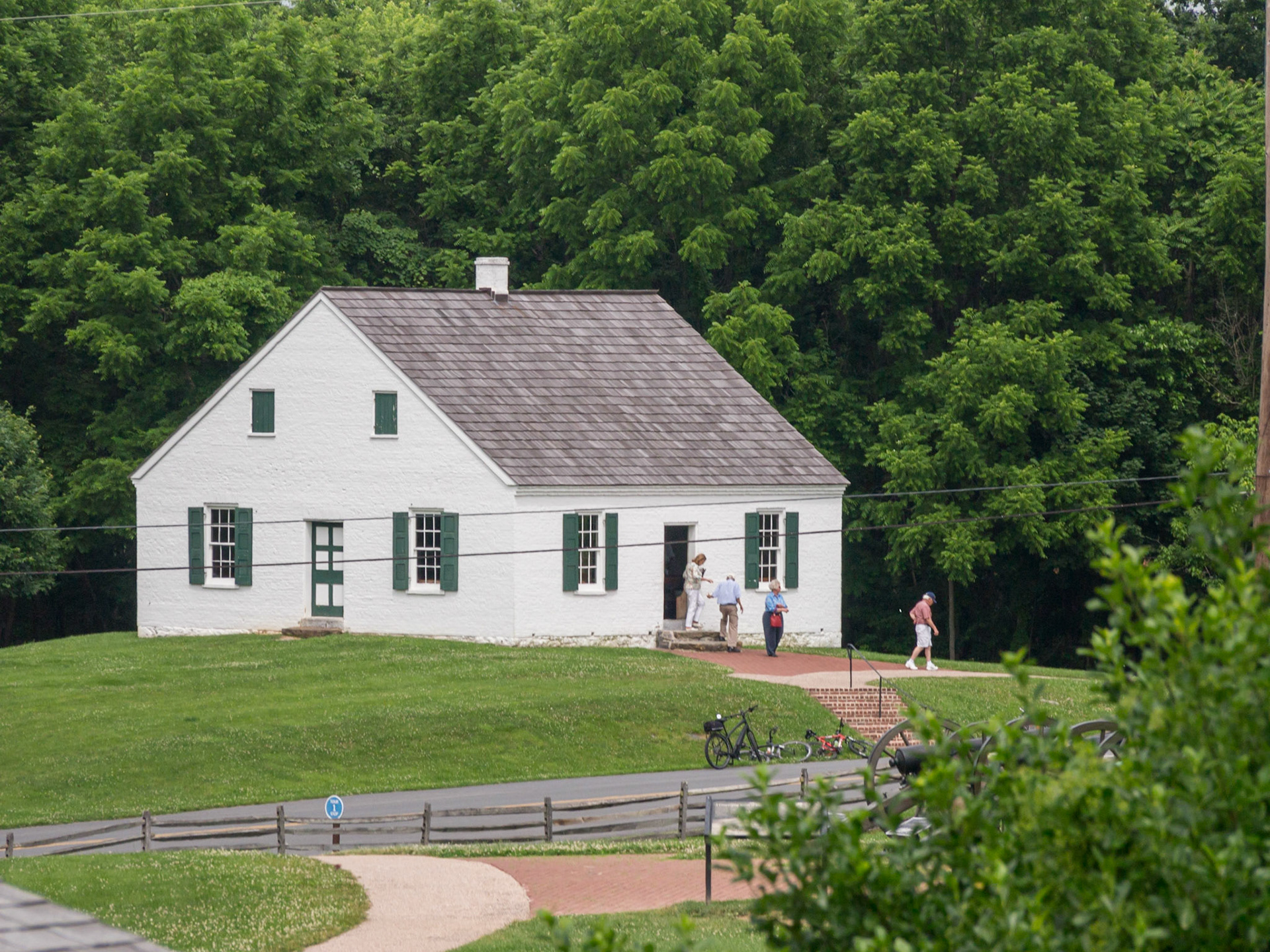 The Dunker (German Baptist) church. It was at the center of the activity that day. The building is a reconstruction. The original blew down in a storm in the 1920s.