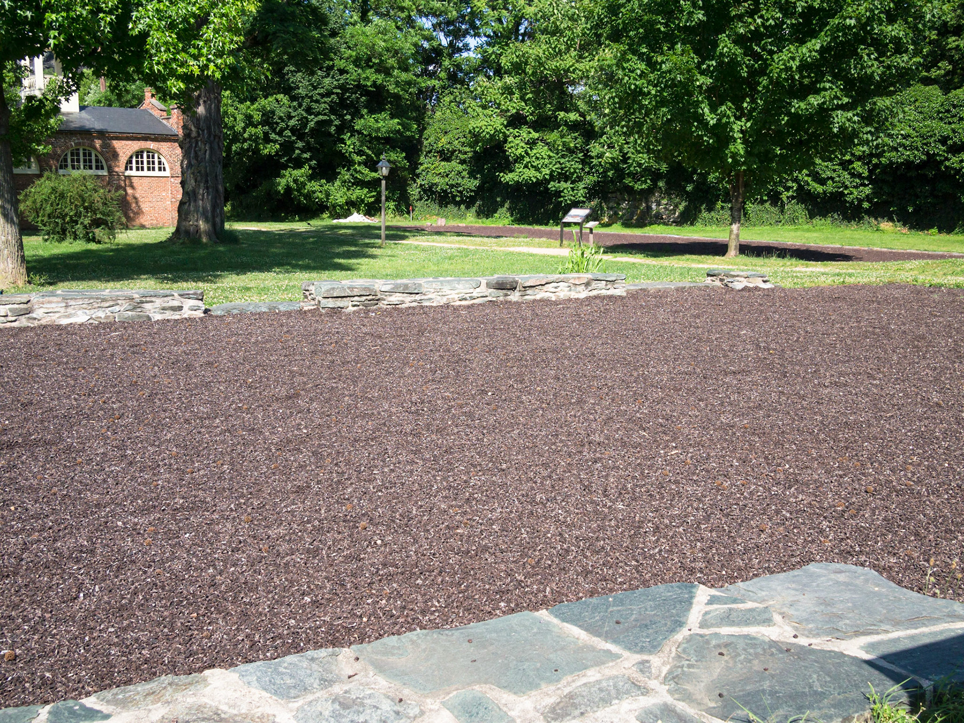 Site of the Arsenal, which stored weapons and in the Civil War was packed with weaponry. The Arsenal was a high risk structure due to the railroad trestle that ran (still runs) directly behind it. It was feared that sparks from a passing engine could blow it sky high. But it succumbed to flood waters, not fire.
