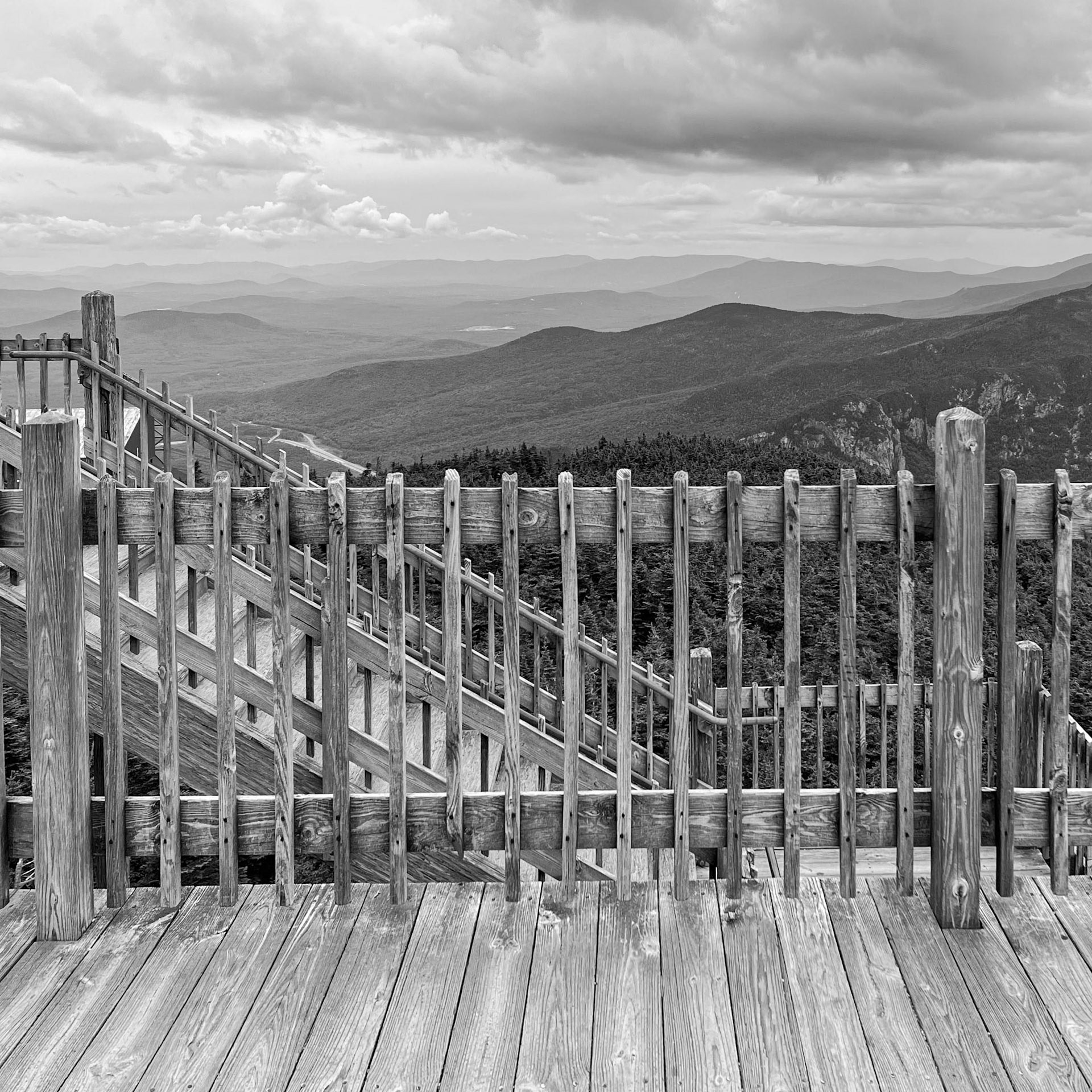 On top of the observation deck on Cannon Mountain.