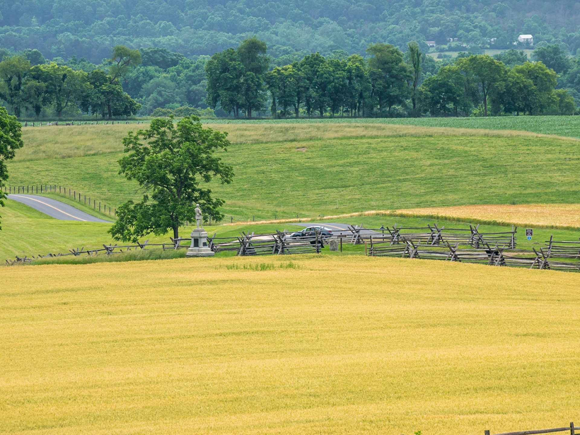 Looking across the battlefield from the terrace