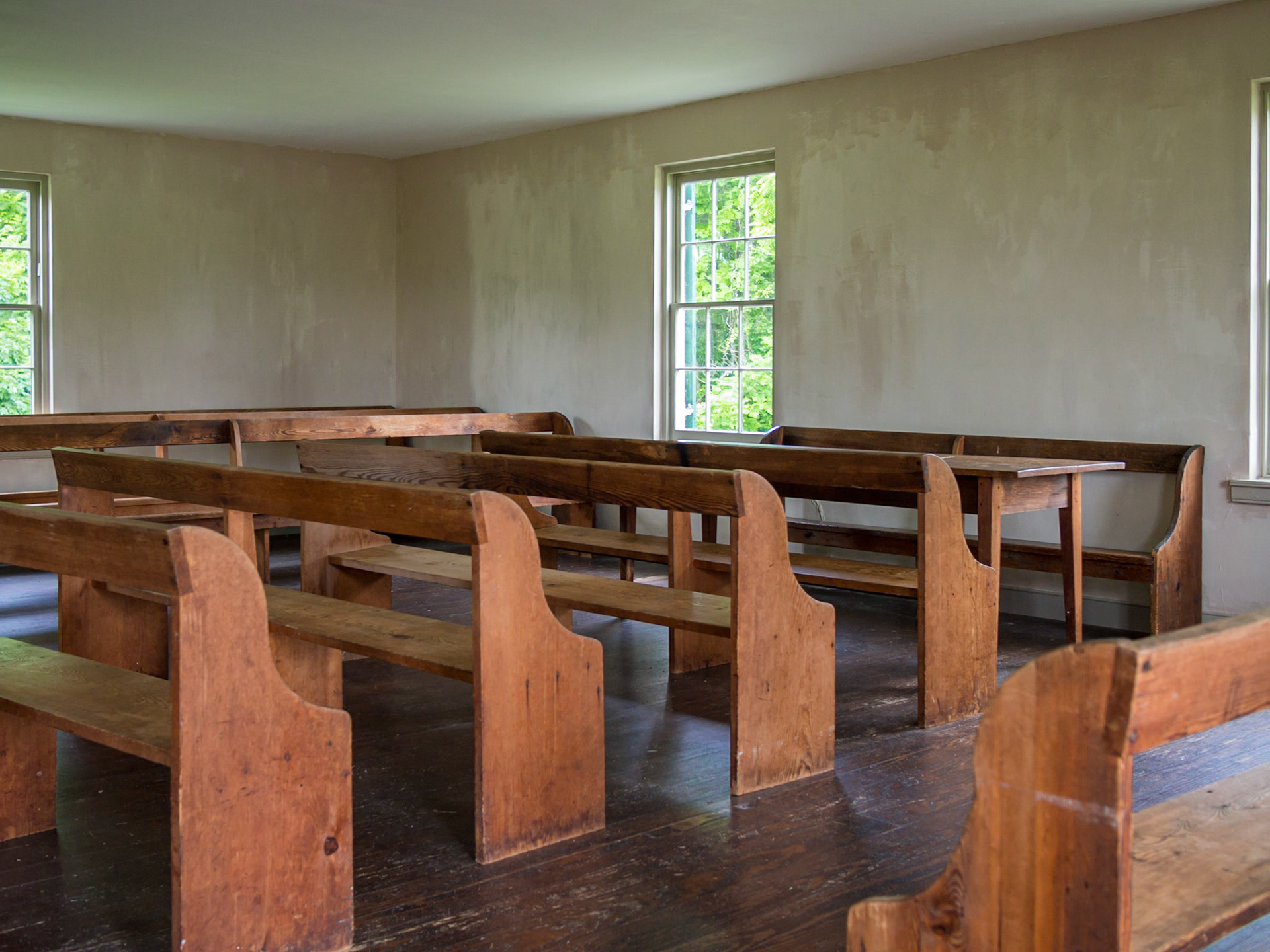 Interior of the Dunker Church. Very plain.