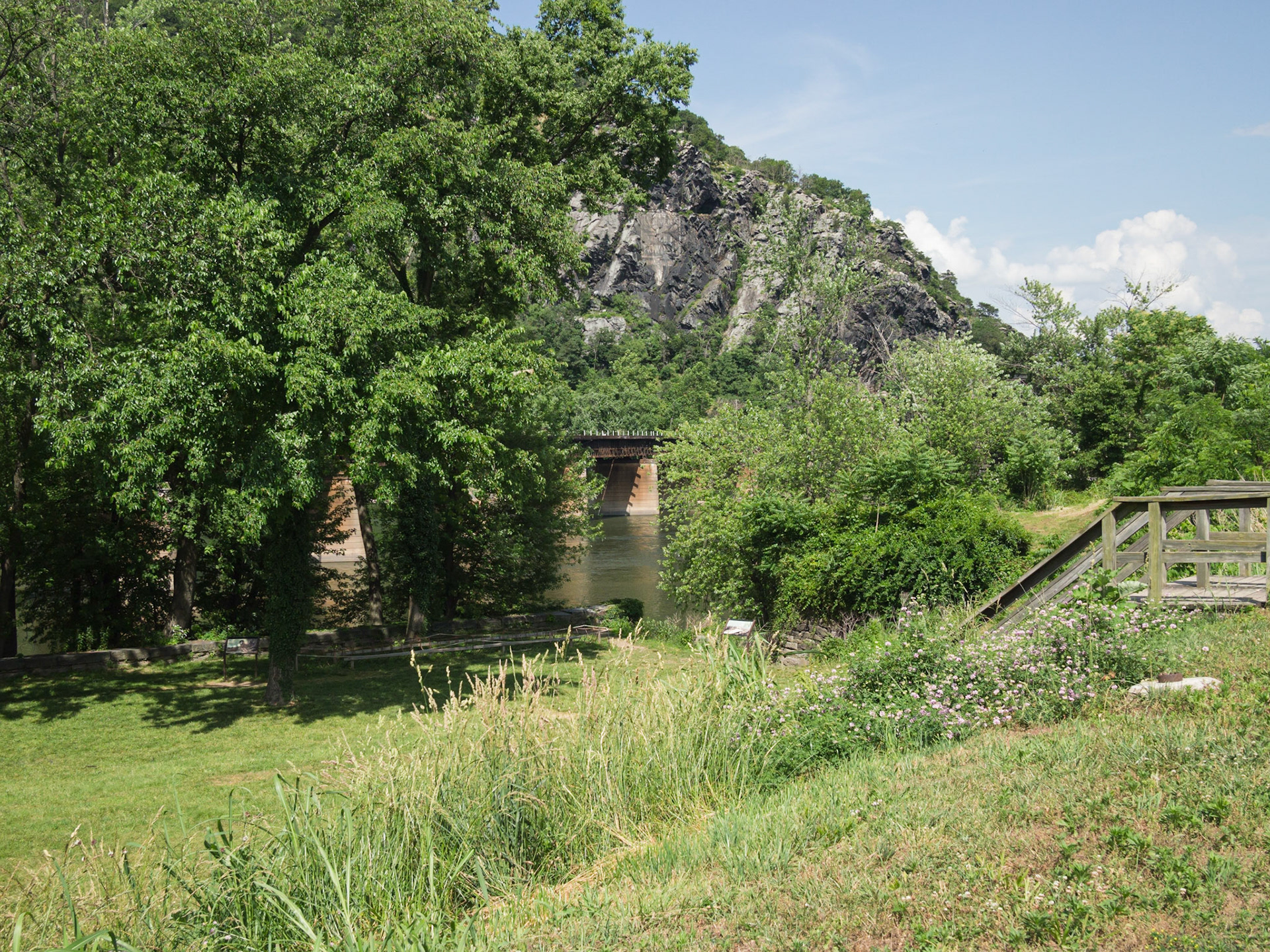 After the Armory was destroyed in the Civil War, the B&O railroad built an embankment from the station to the point. They did not fill in the area of the Armory, though. It is unclear what they were up to, or why they constructed this embankment, since it doesn’t seem to do much of anything.